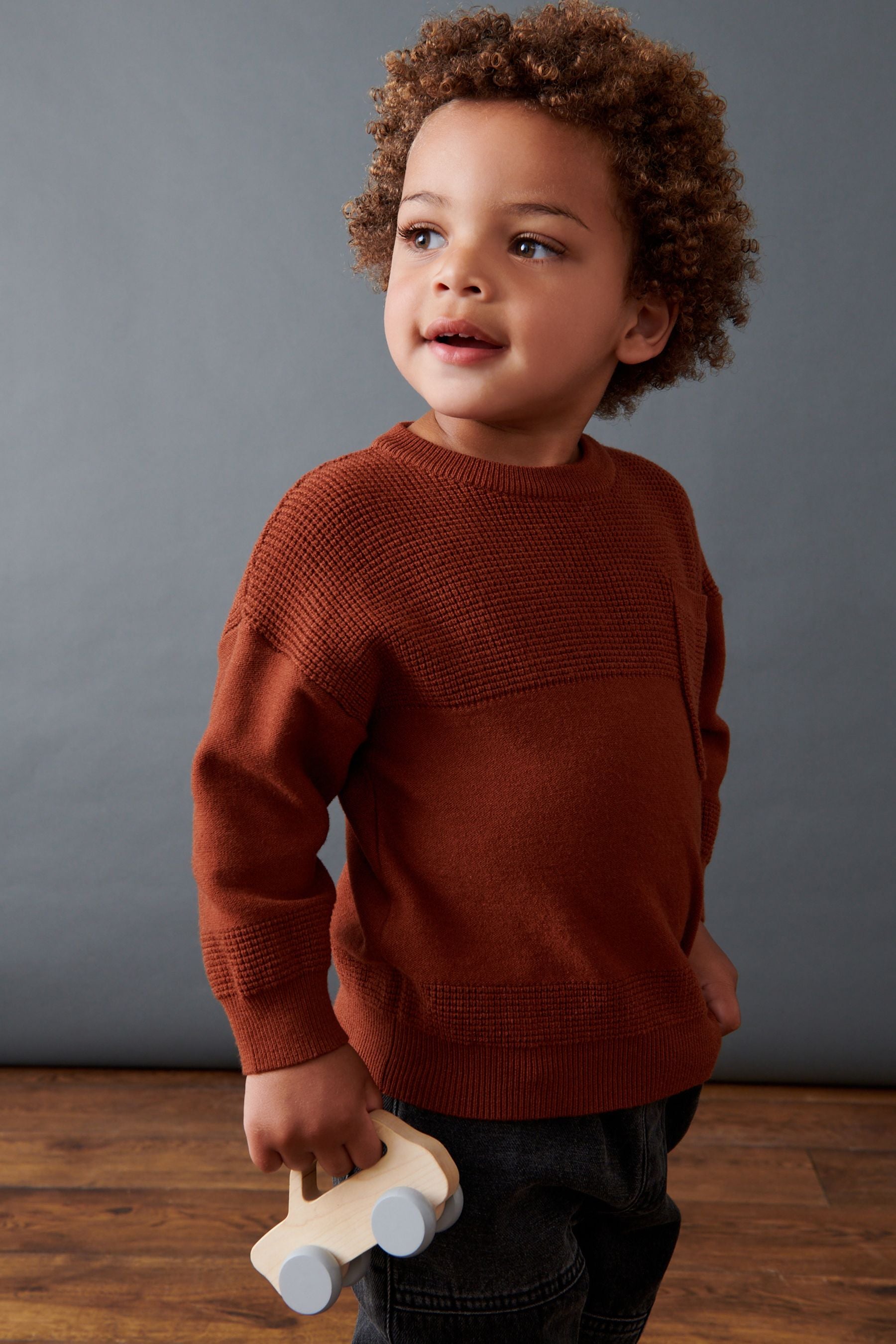 Rust Brown Fine Gauge Crew and Joggers (3mths-7yrs)