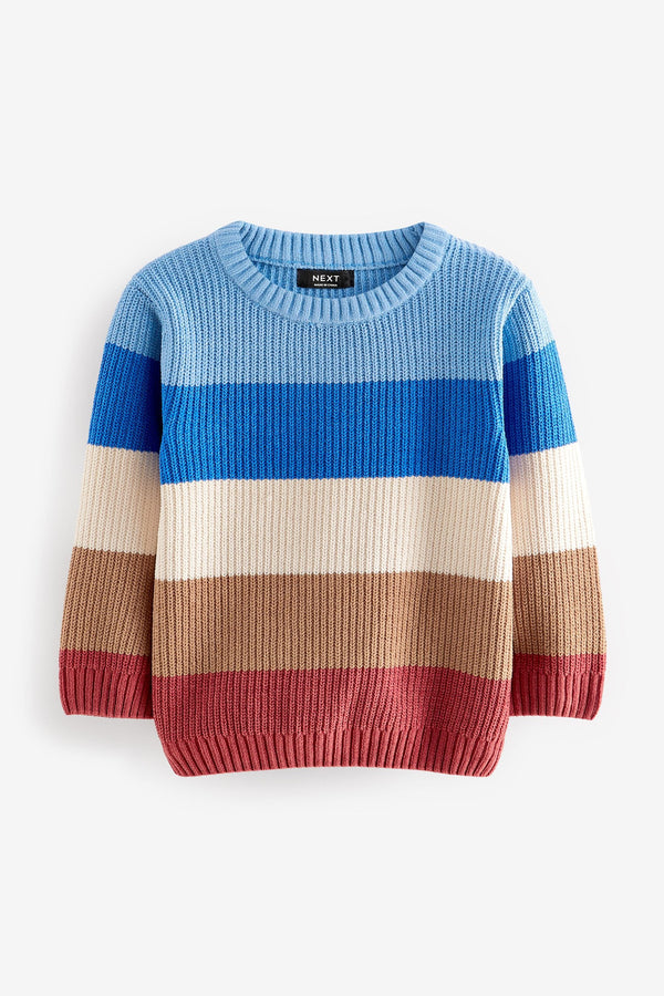 Multi Colourblock Stripe Chenille Crew Jumper (3mths-7yrs)