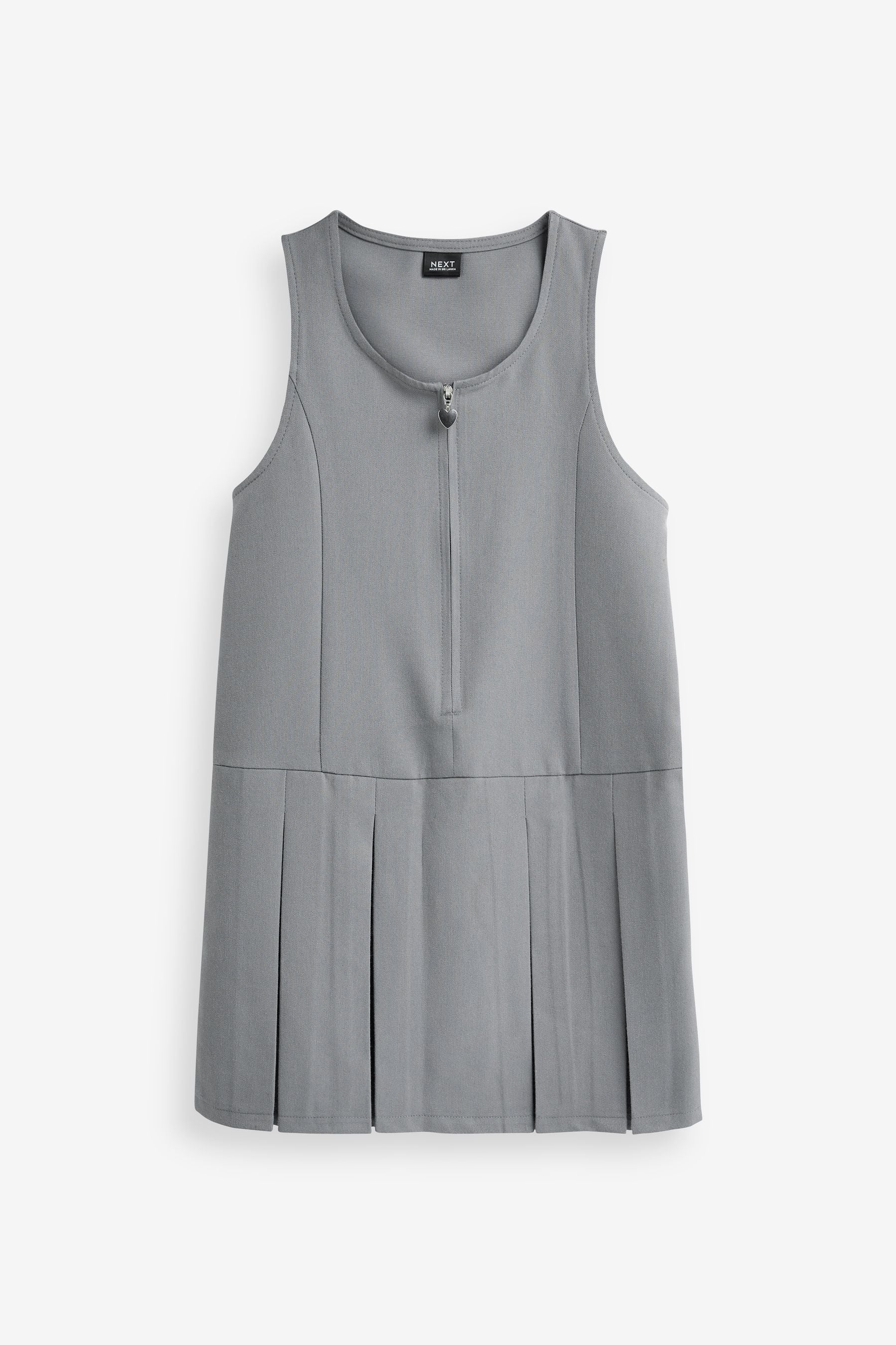 Light Grey Zip Front School Pinafore (3-14yrs)