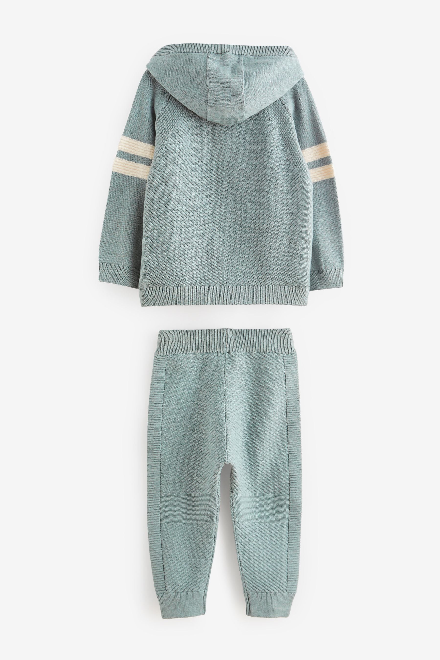 Mineral Blue Knitted Textured Hoodie and Joggers Set (3mths-7yrs)