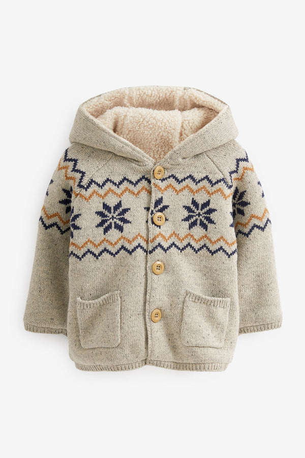 Natural Borg Lined Hooded Cardigan (3mths-7yrs)