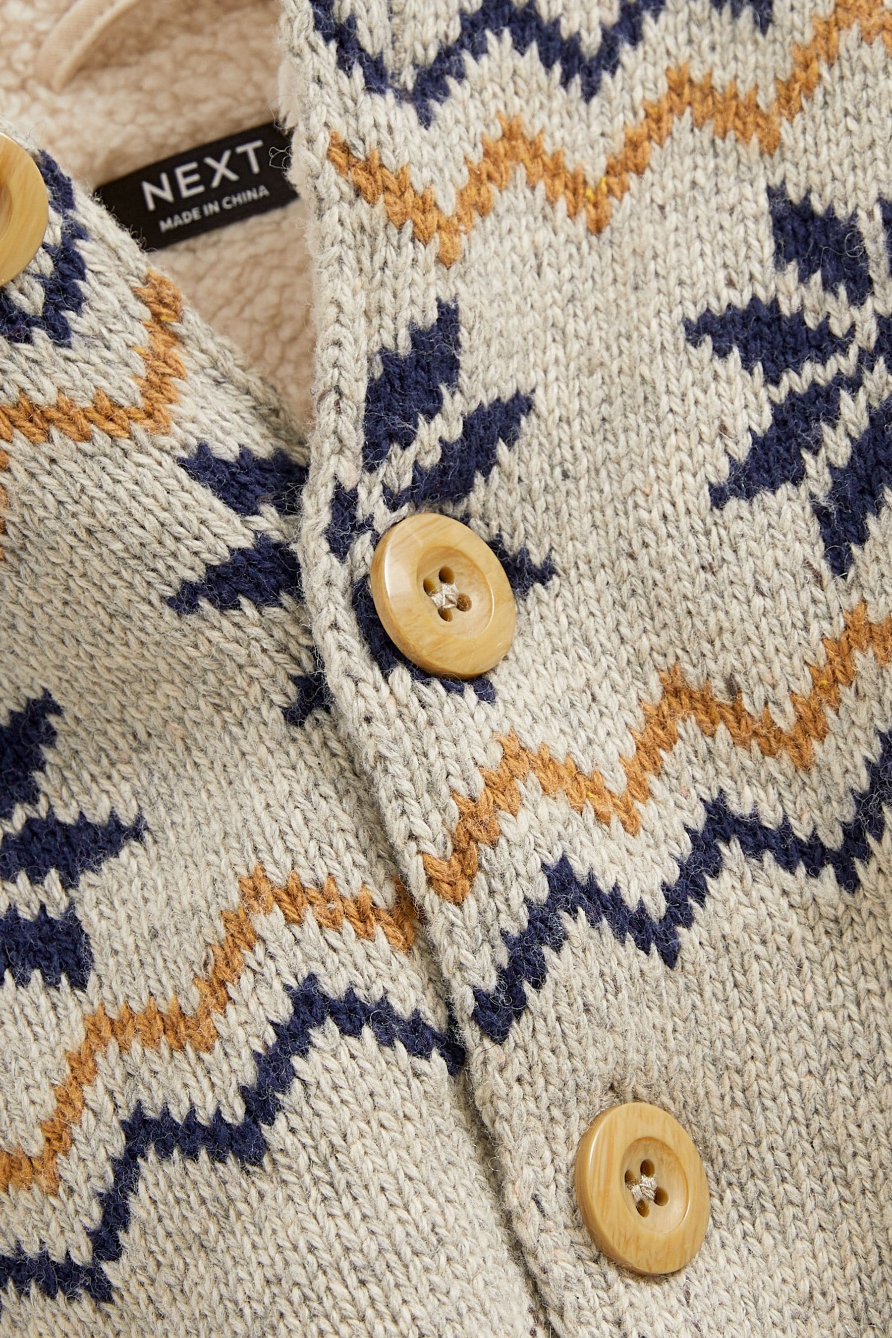 Natural Borg Lined Hooded Cardigan (3mths-7yrs)