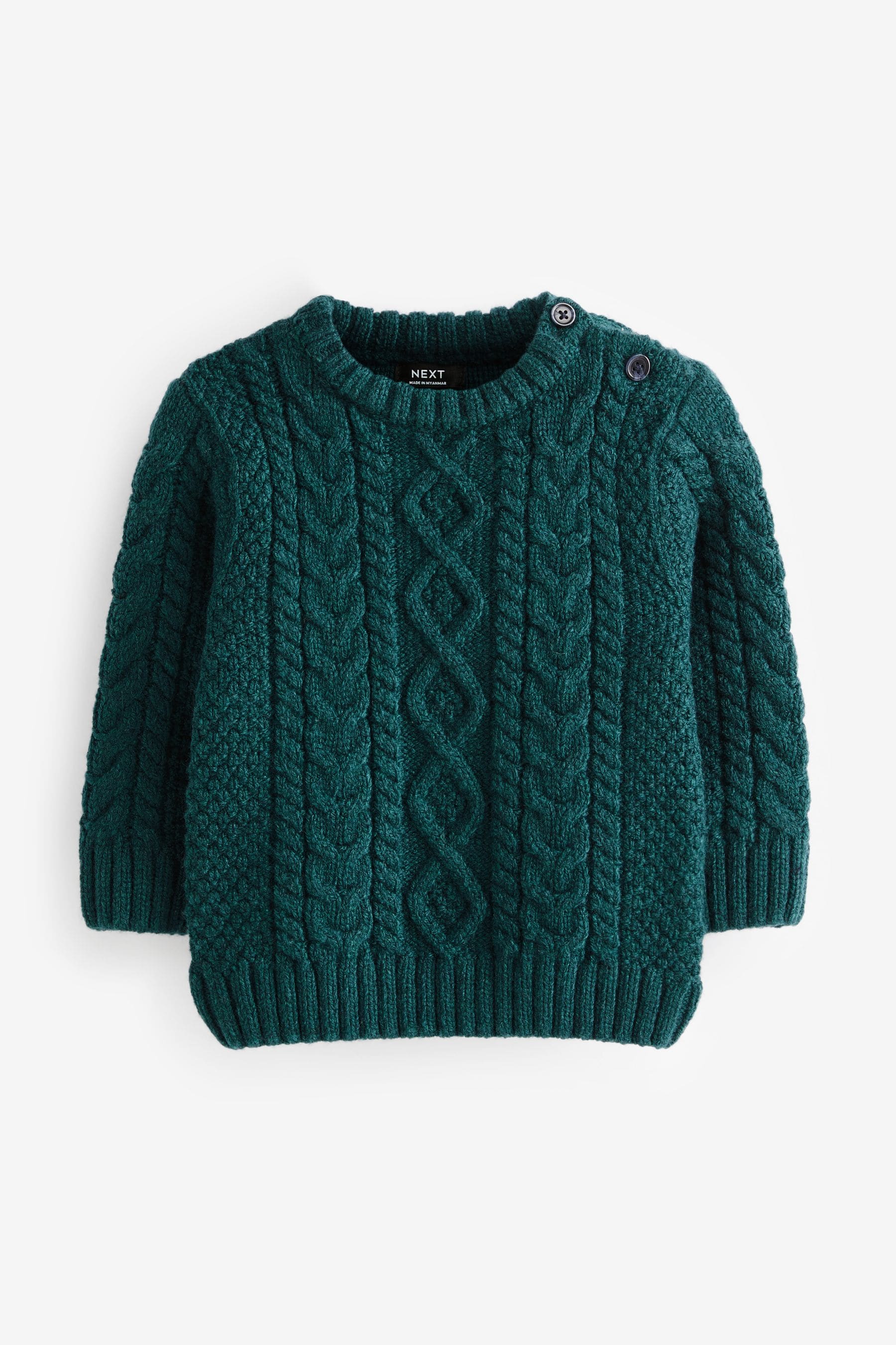 Teal Blue Cable Crew Jumper (3mths-7yrs)