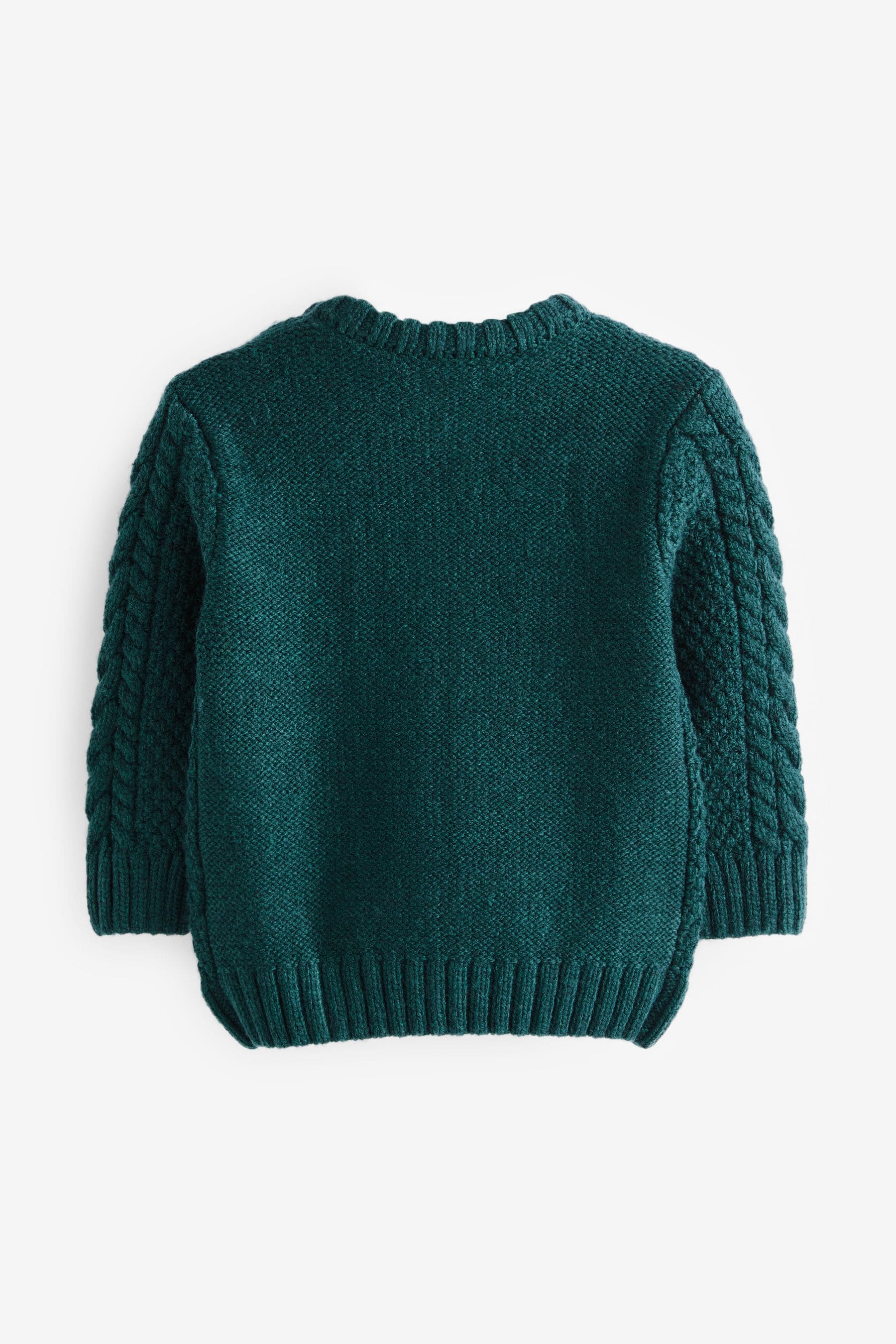 Teal Blue Cable Crew Jumper (3mths-7yrs)