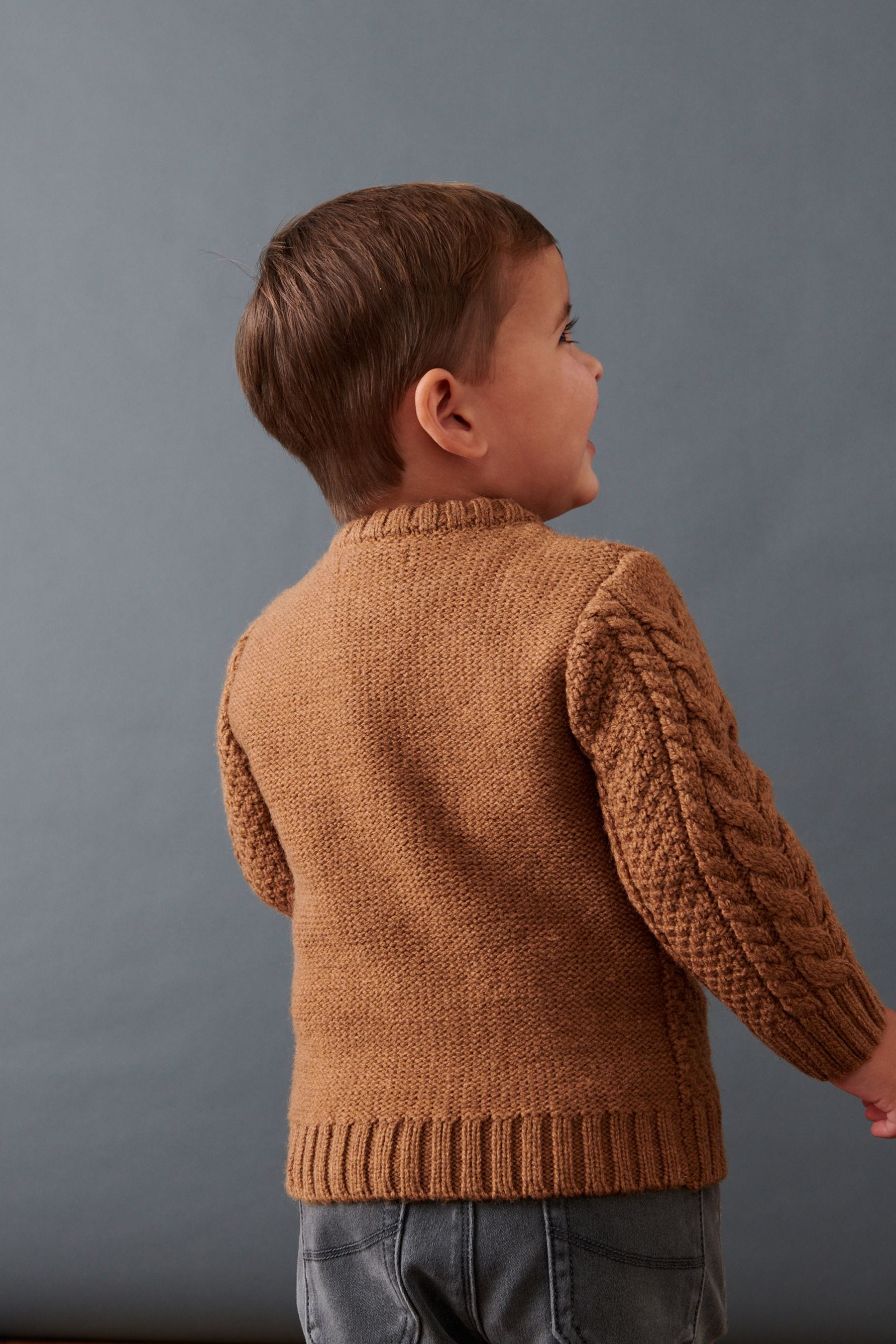 Brown Cable Crew Jumper (3mths-7yrs)