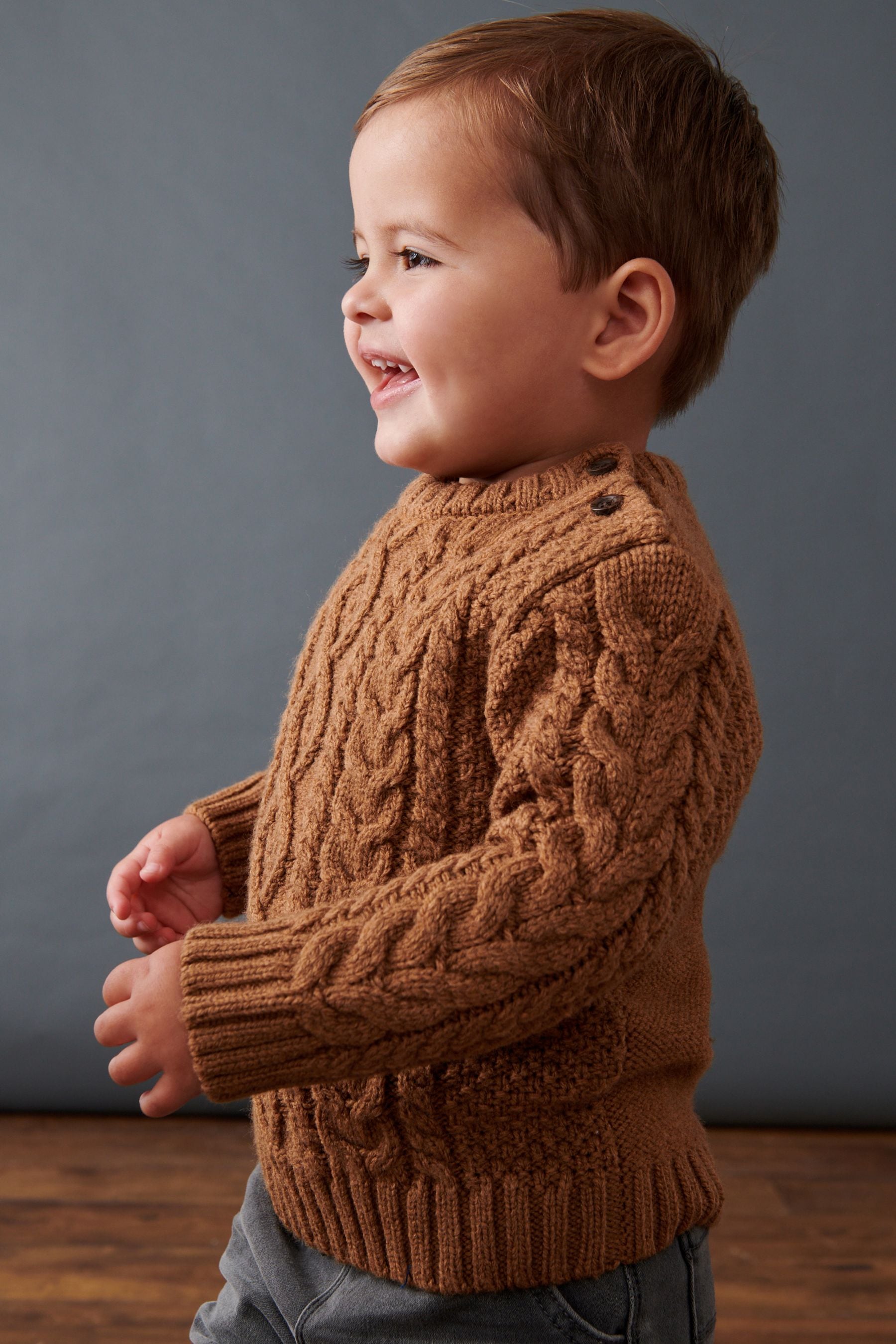 Brown Cable Crew Jumper (3mths-7yrs)