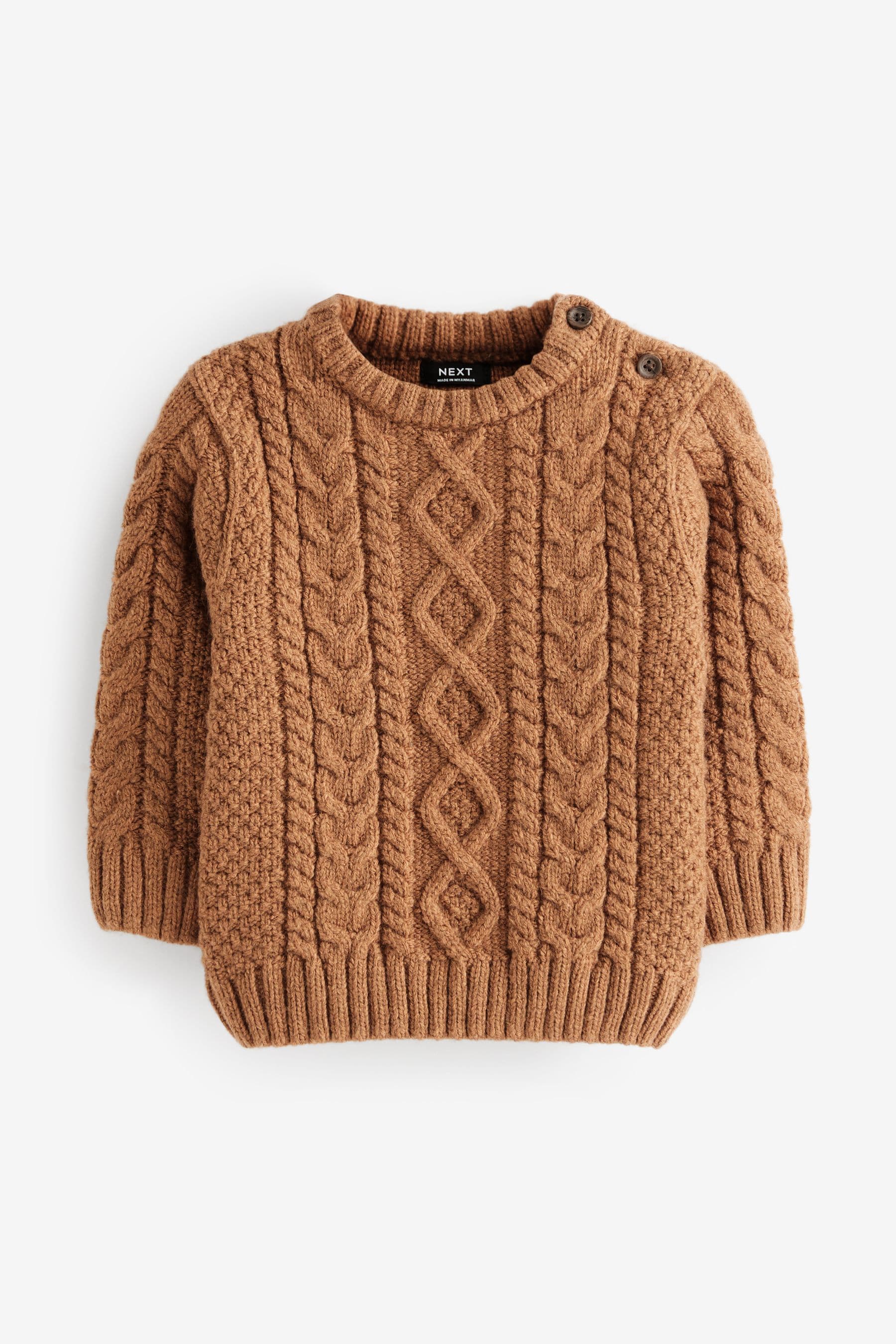 Brown Cable Crew Jumper (3mths-7yrs)