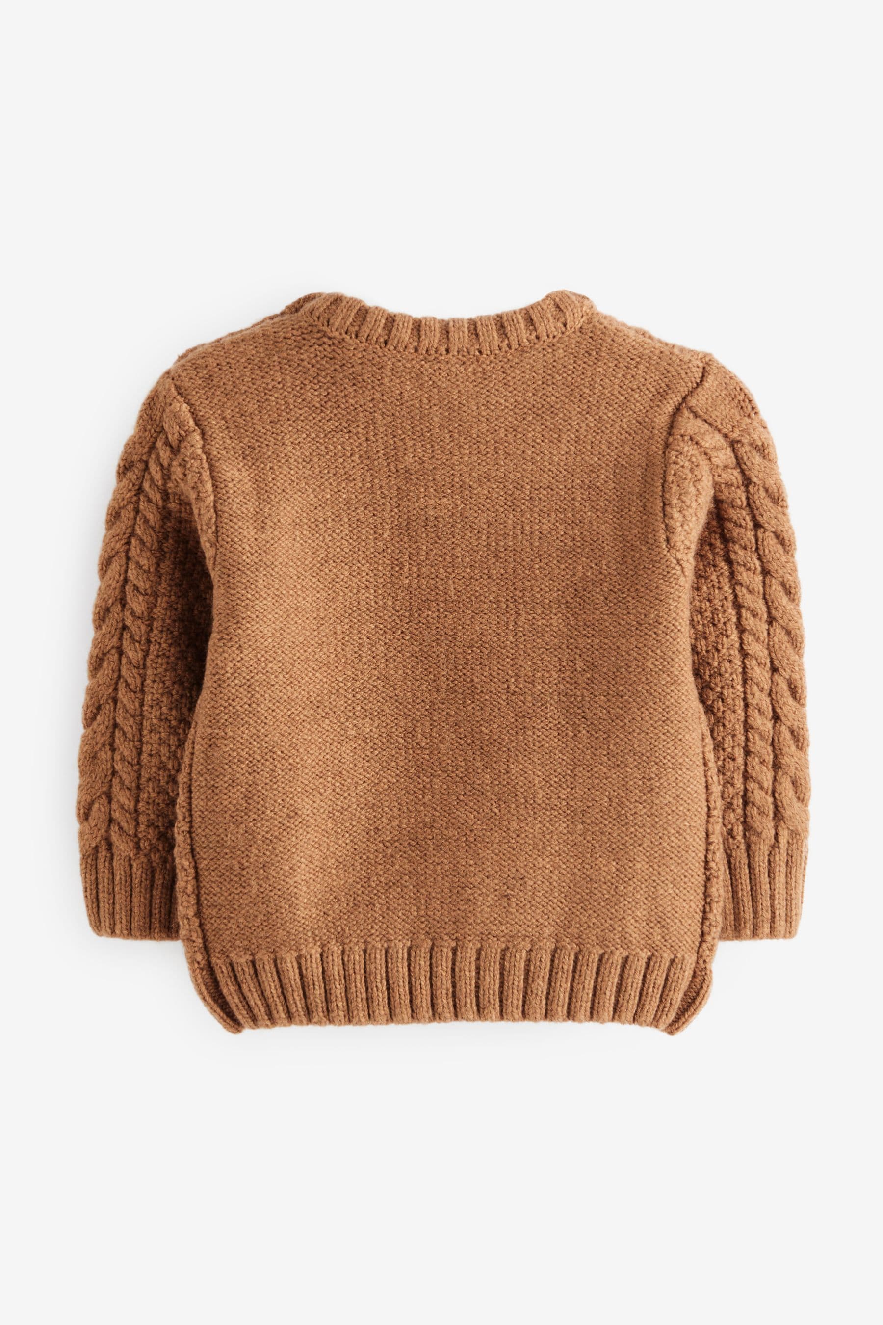 Brown Cable Crew Jumper (3mths-7yrs)