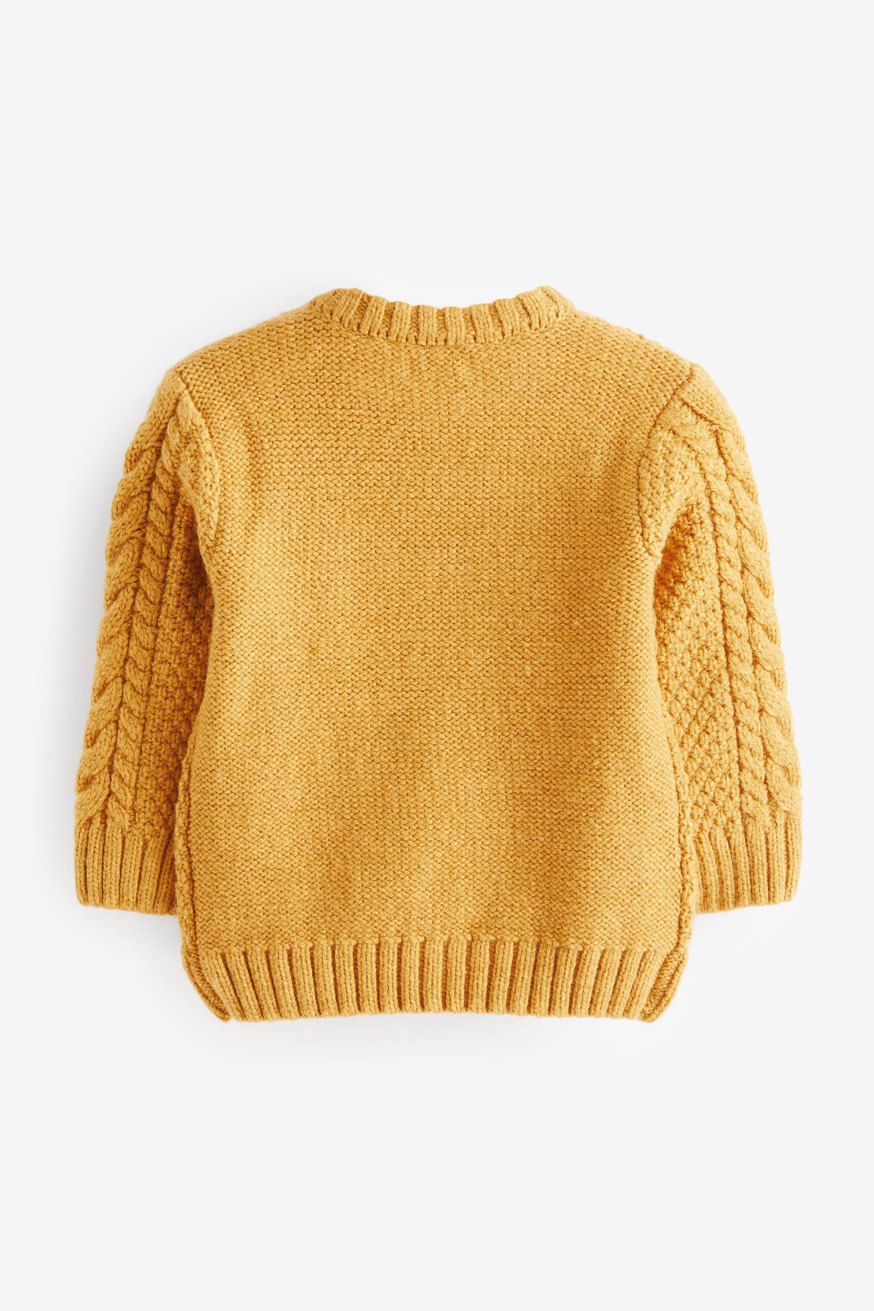 Ochre Yellow Cable Crew Jumper (3mths-7yrs)