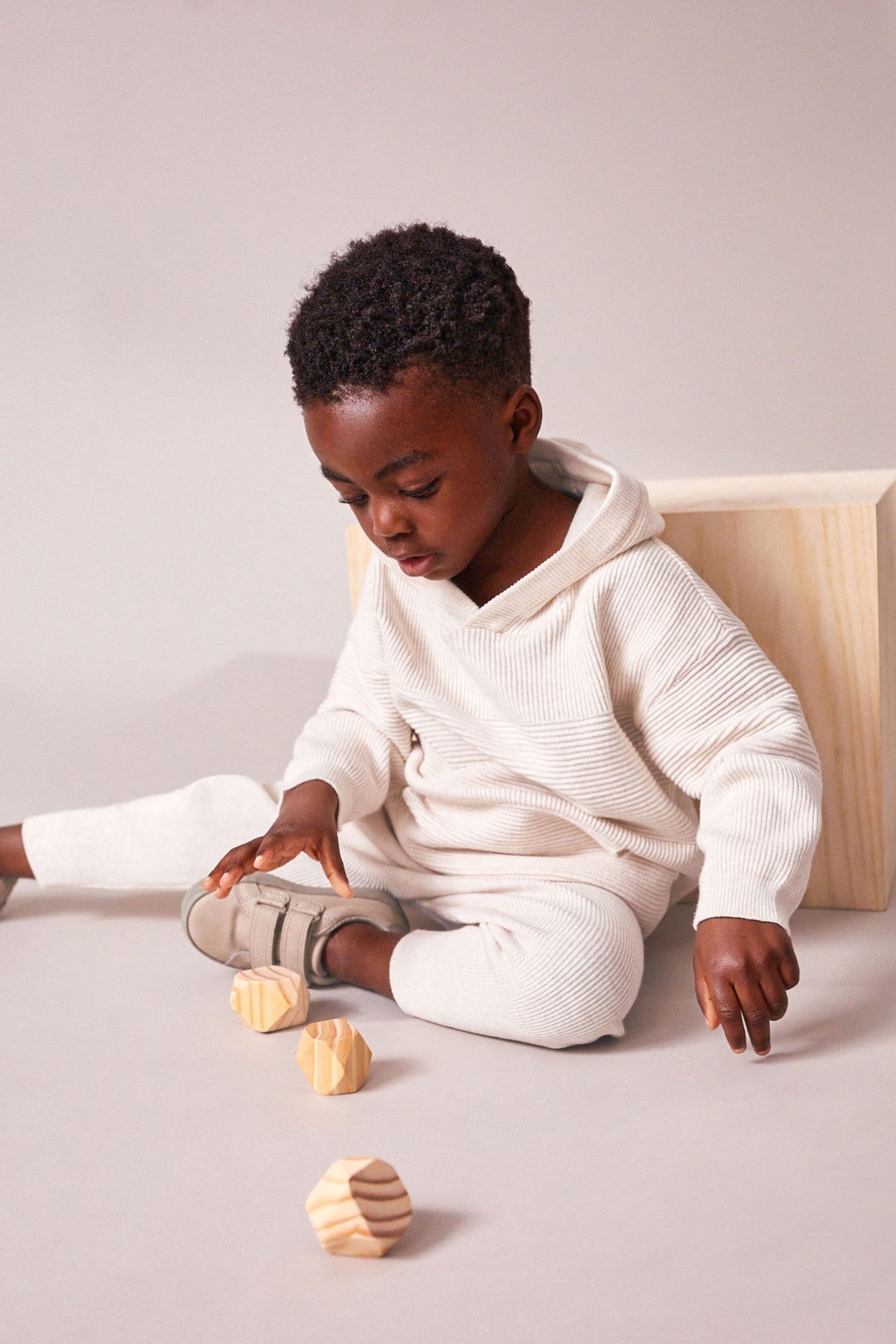 Ecru Natural Knitted Textured Hoodie and Joggers Set (3mths-7yrs)