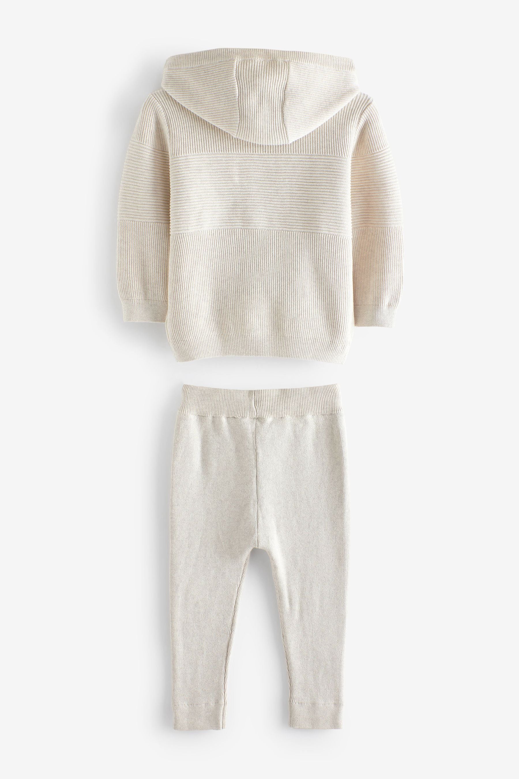 Ecru Natural Knitted Textured Hoodie and Joggers Set (3mths-7yrs)