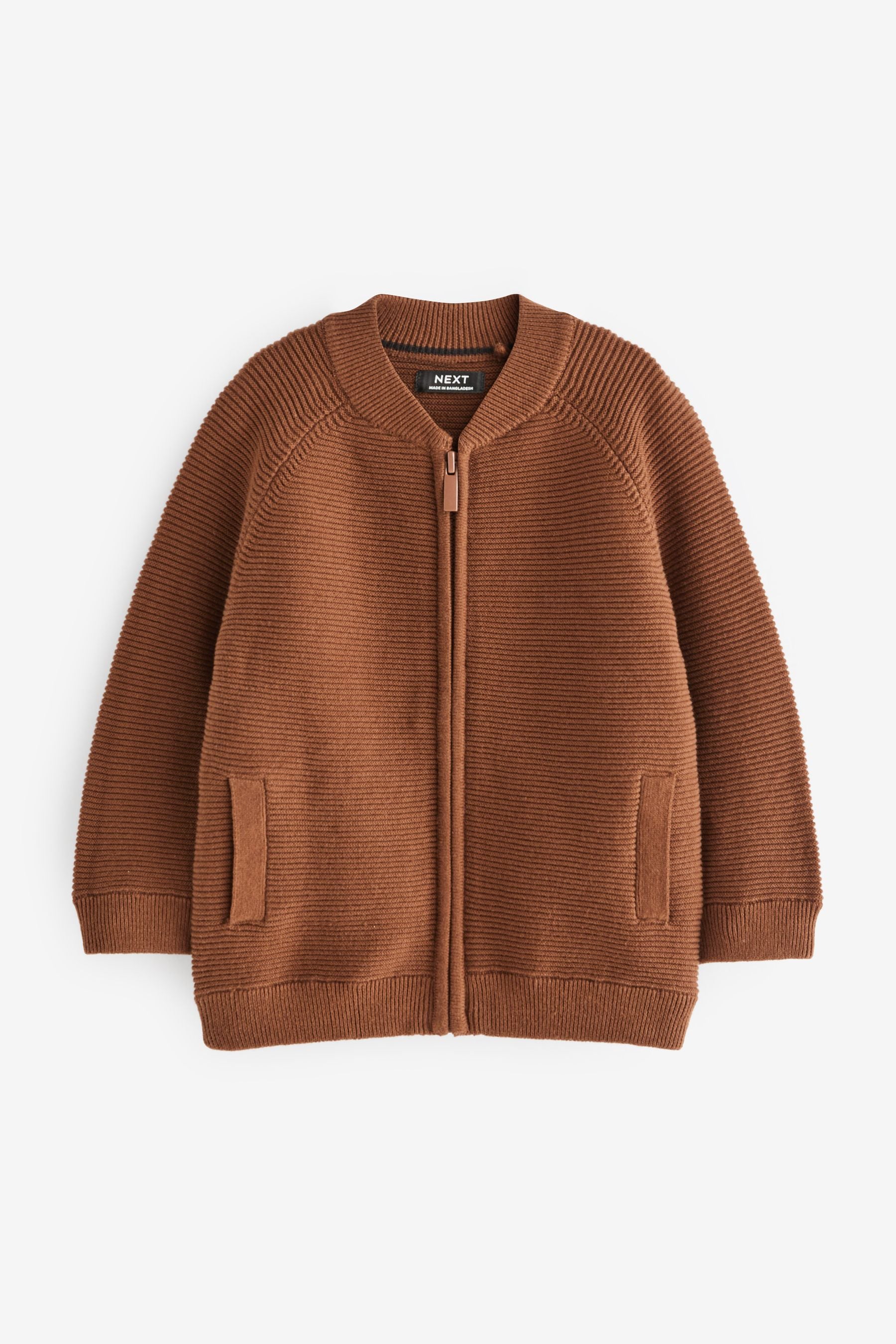 Tan Brown Zip Through Cardigan (3mths-7yrs)