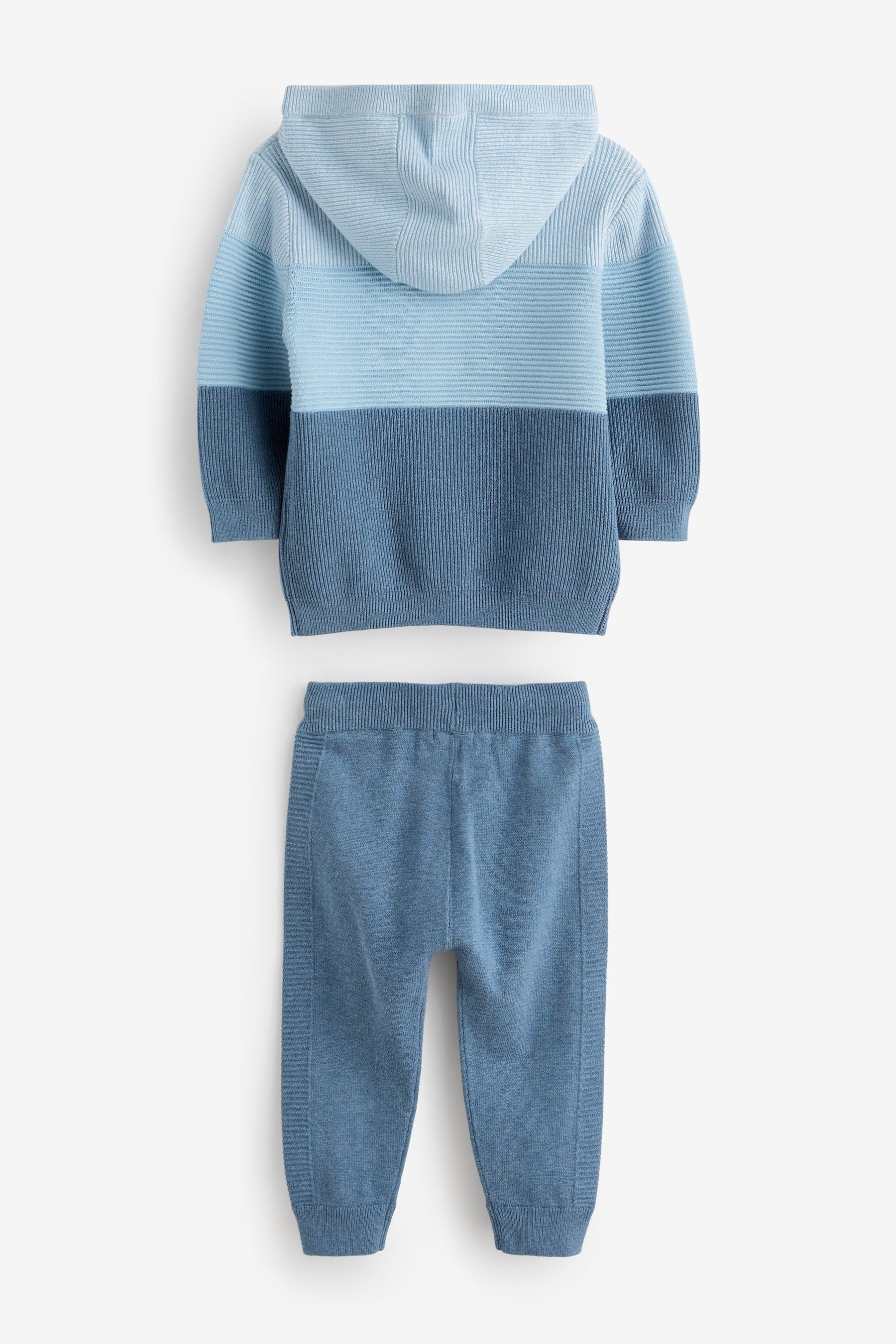 Blue Knitted Textured Hoodie and Joggers Set (3mths-7yrs)