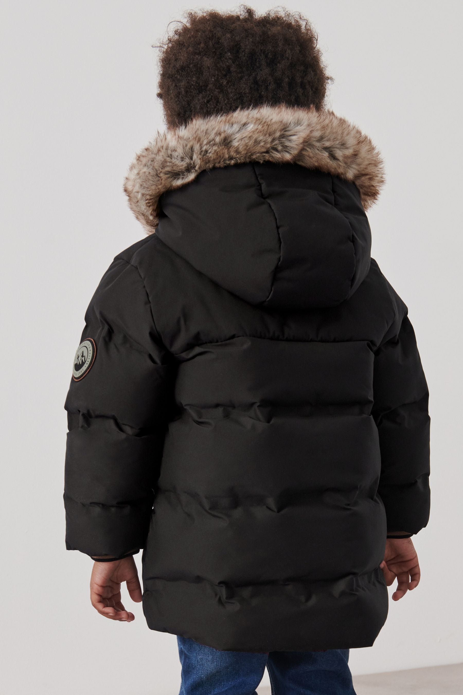 Black Cosy Lined Padded Coat (3mths-7yrs)