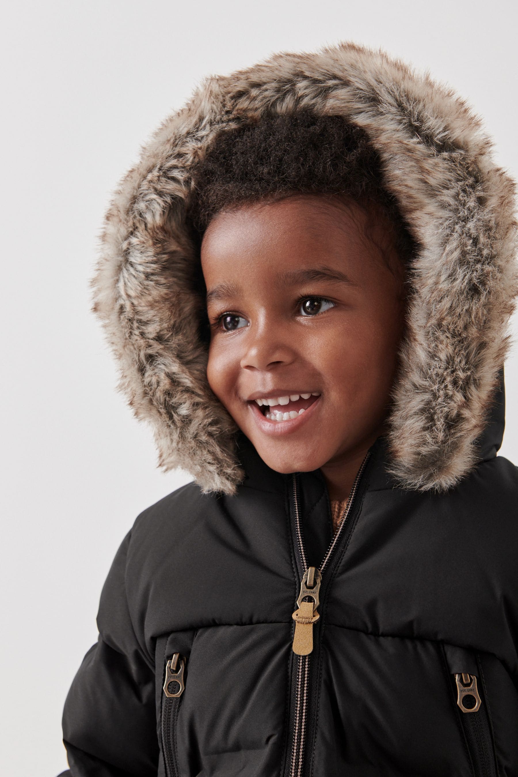 Black Cosy Lined Padded Coat (3mths-7yrs)