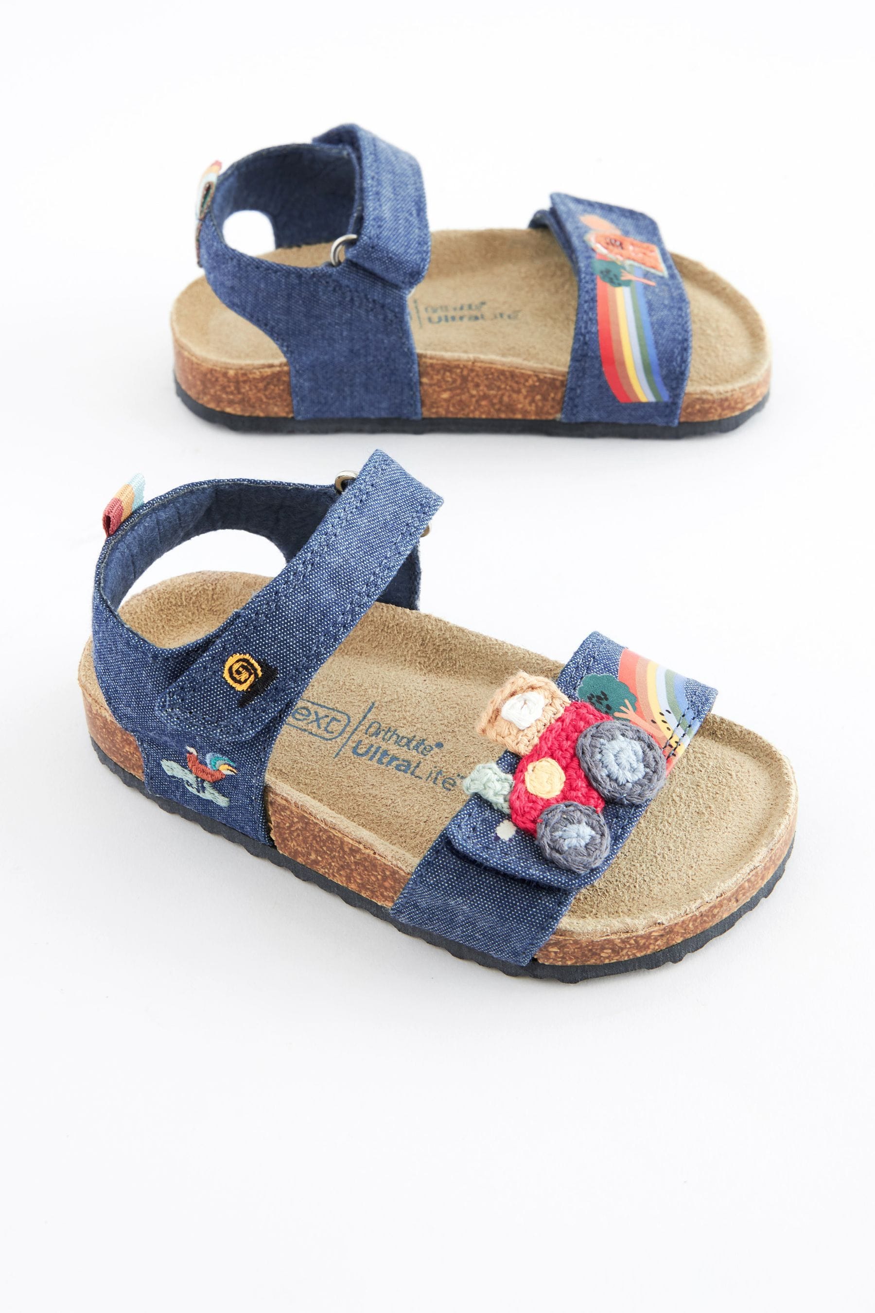 Denim Tractor Crochet Corkbed Comfort Sandals