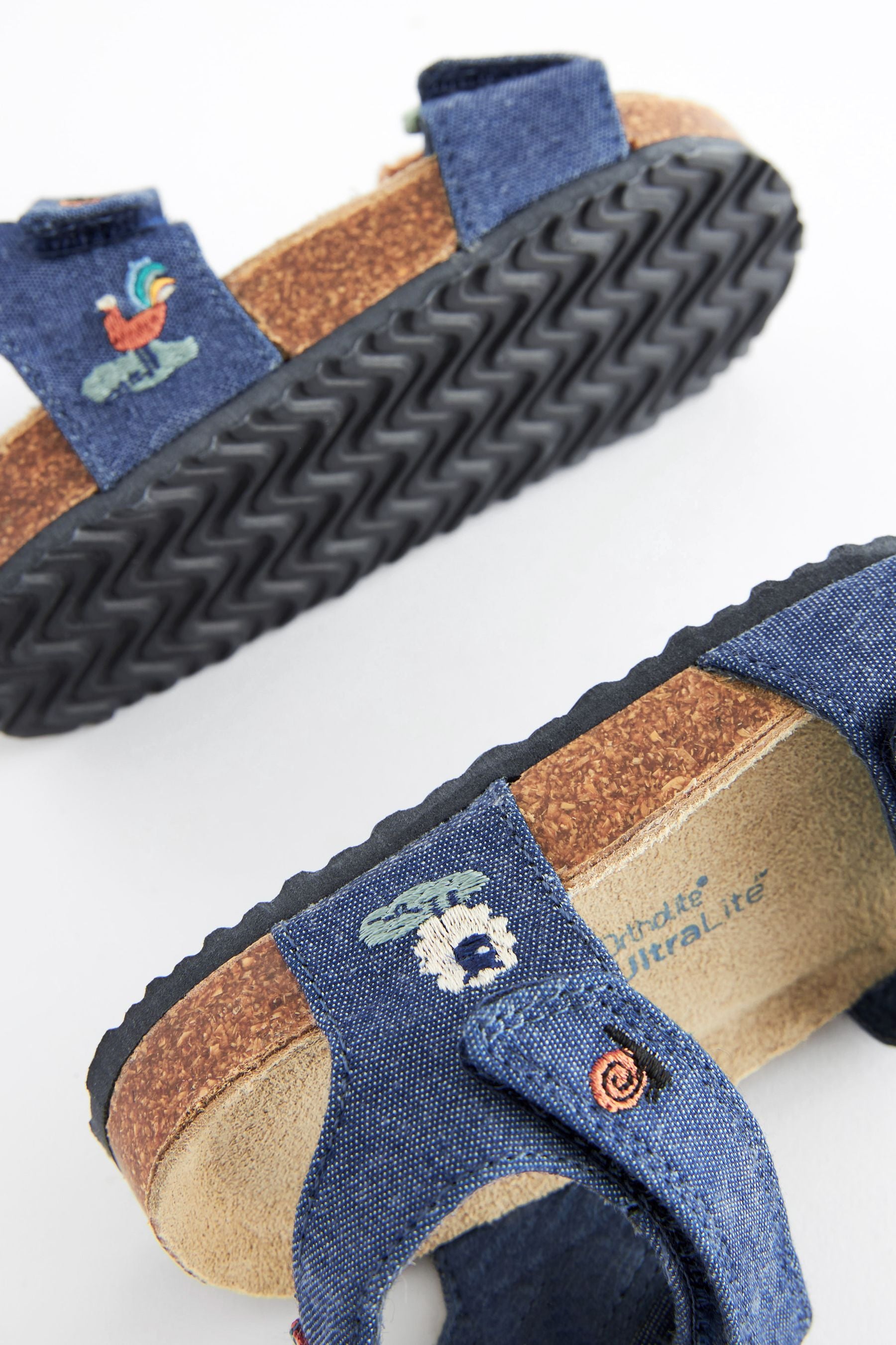 Denim Tractor Crochet Corkbed Comfort Sandals