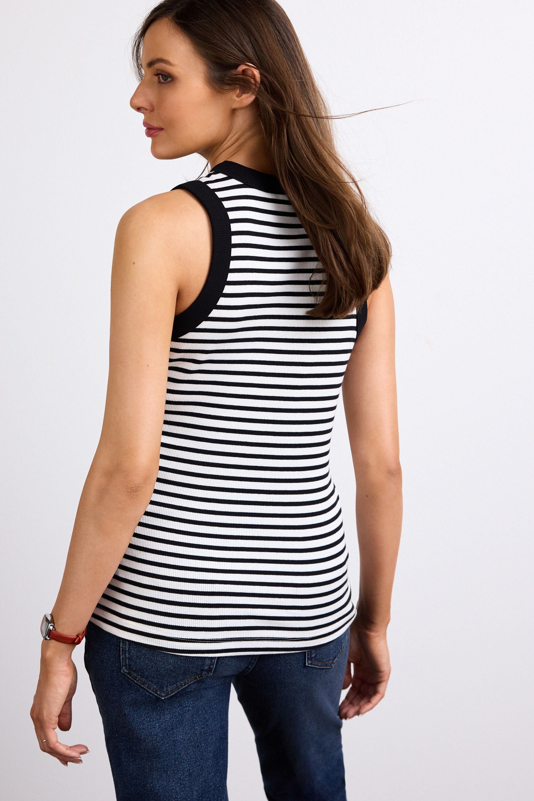 Black/White Stripe Maternity Racer Vest