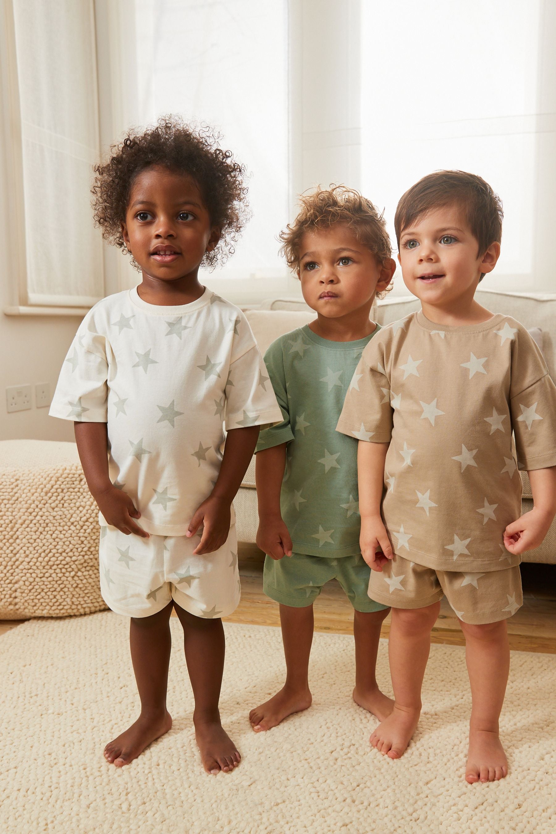 Neutral Star 3 Pack Short Pyjamas (9mths-12yrs)