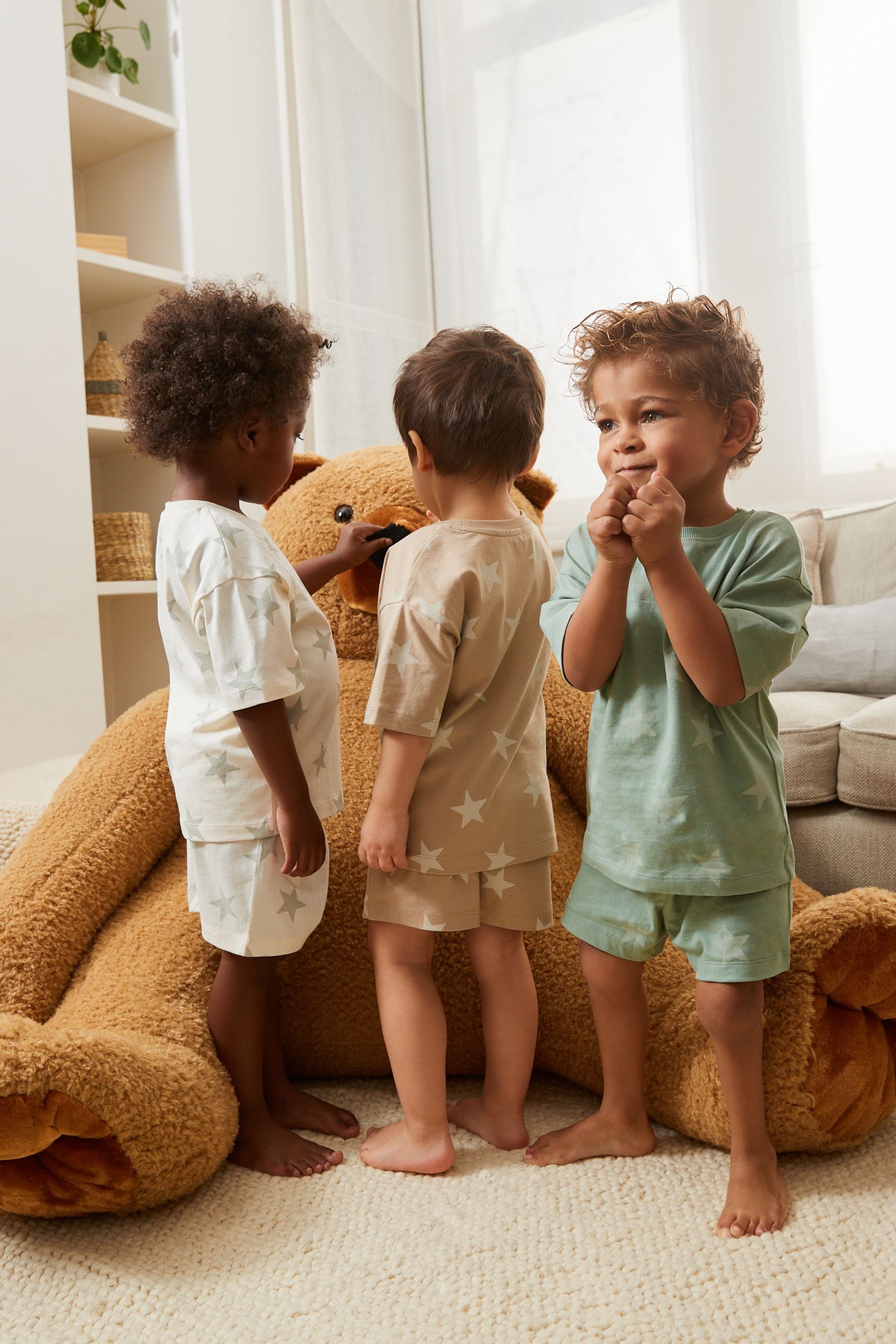 Neutral Star 3 Pack Short Pyjamas (9mths-12yrs)