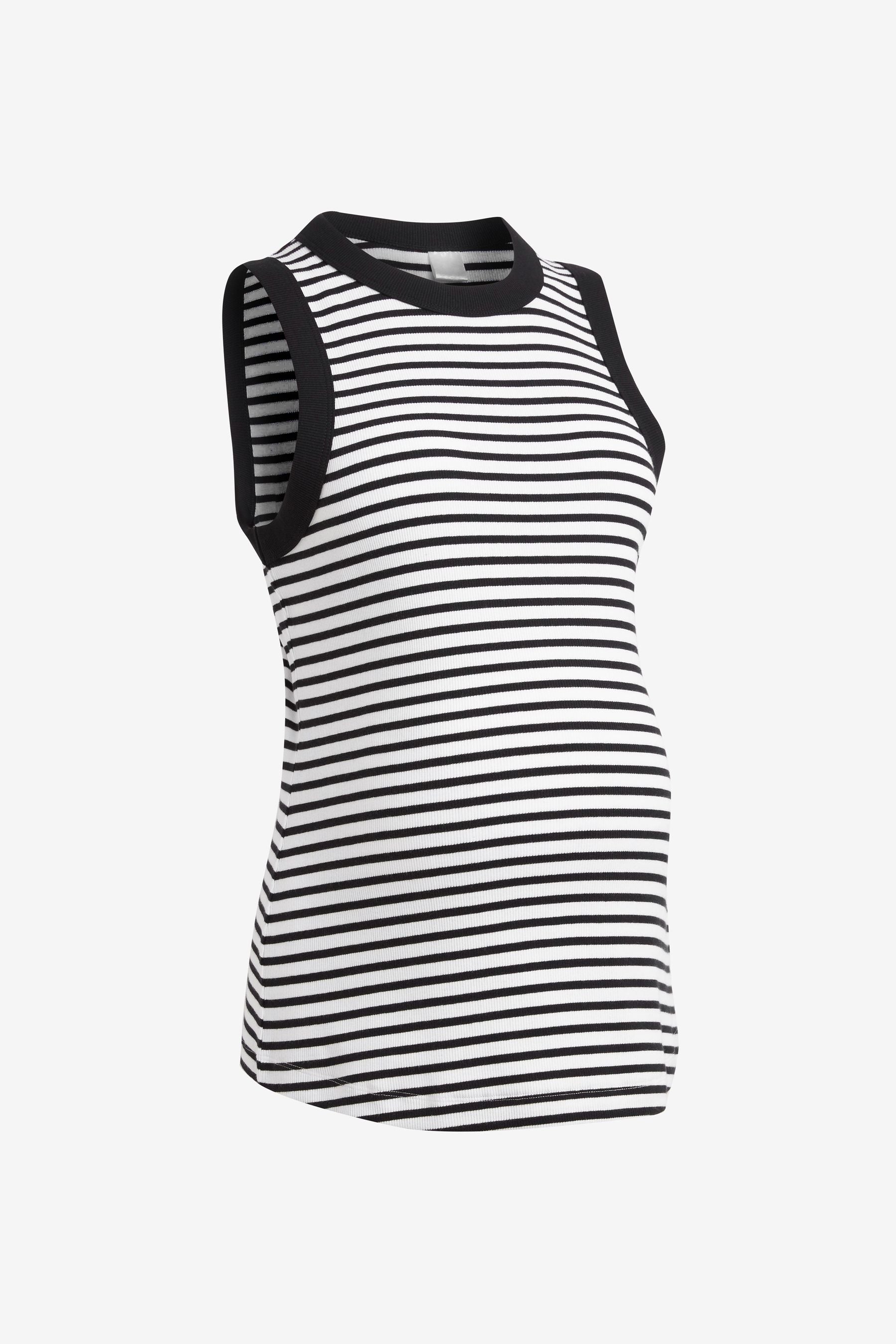 Black/White Stripe Maternity Racer Vest