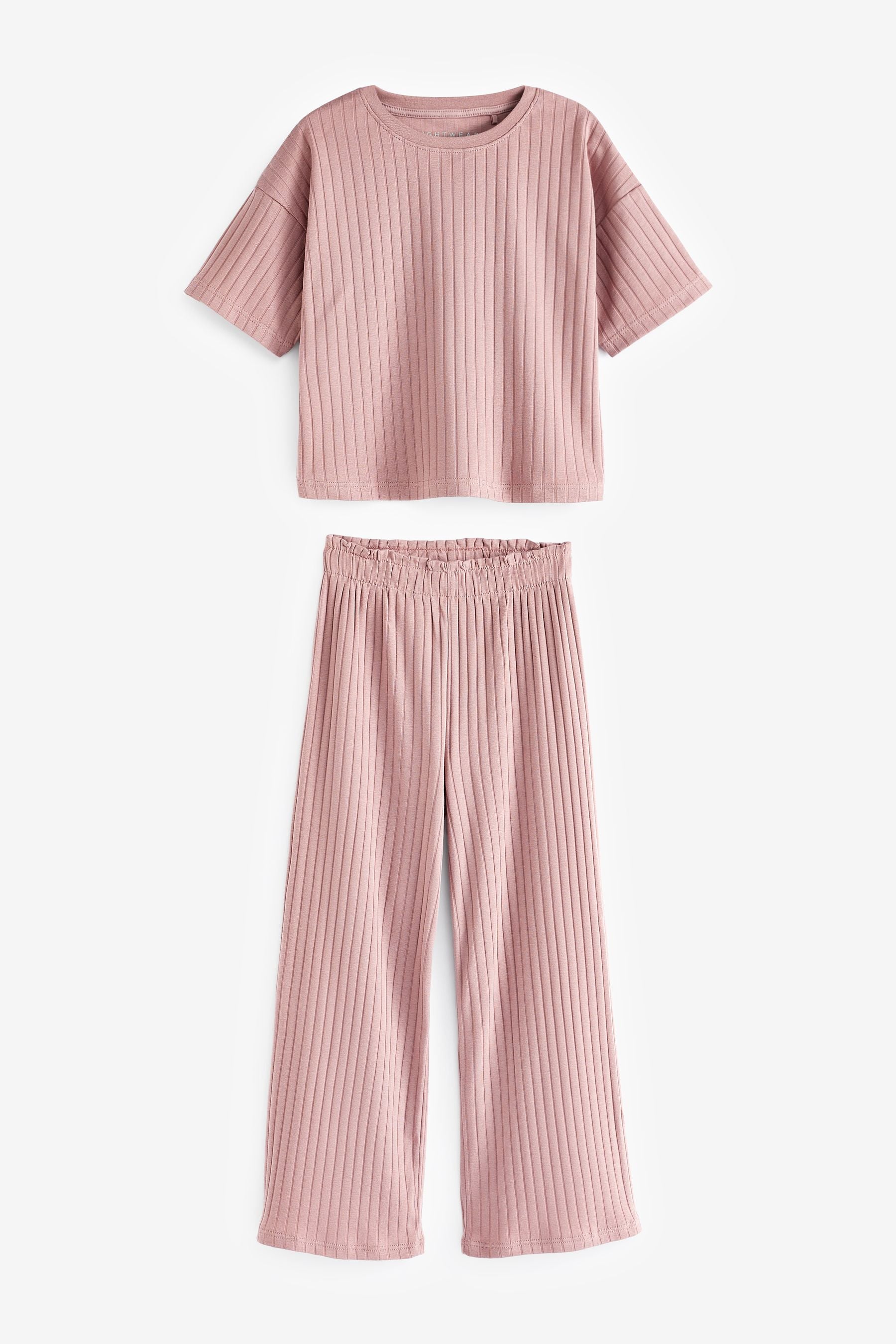 Pink/Brown Ribbed Pyjamas 2 Pack (8-16yrs)