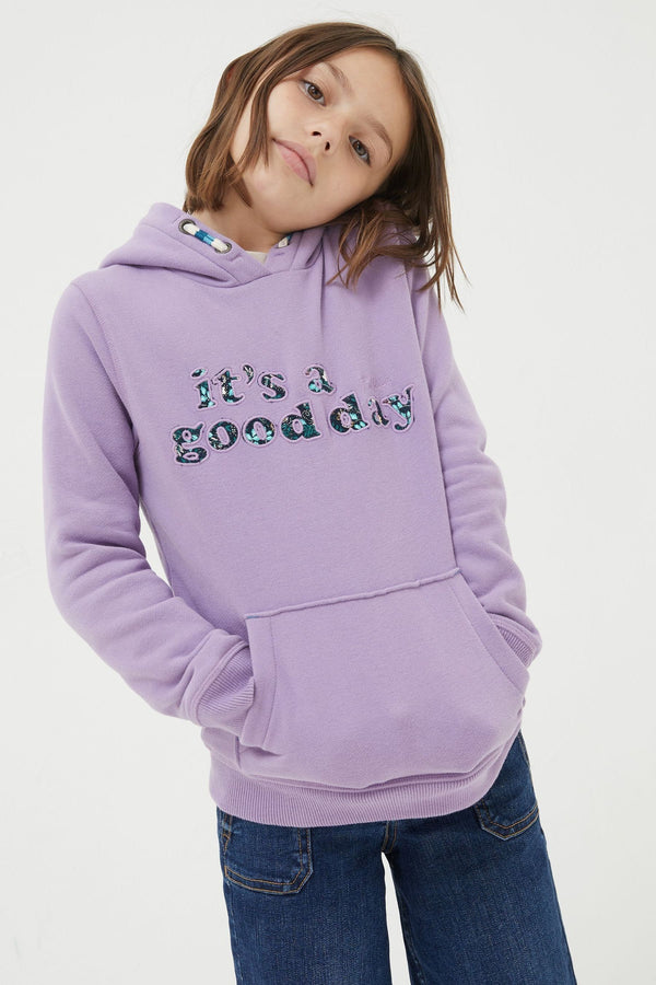 Purple FatFace Good Day Graphic Sweater