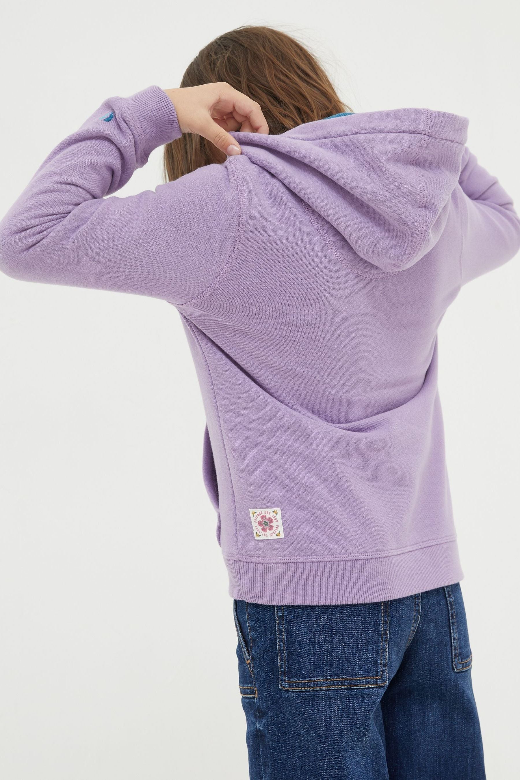 Purple FatFace Good Day Graphic Sweater