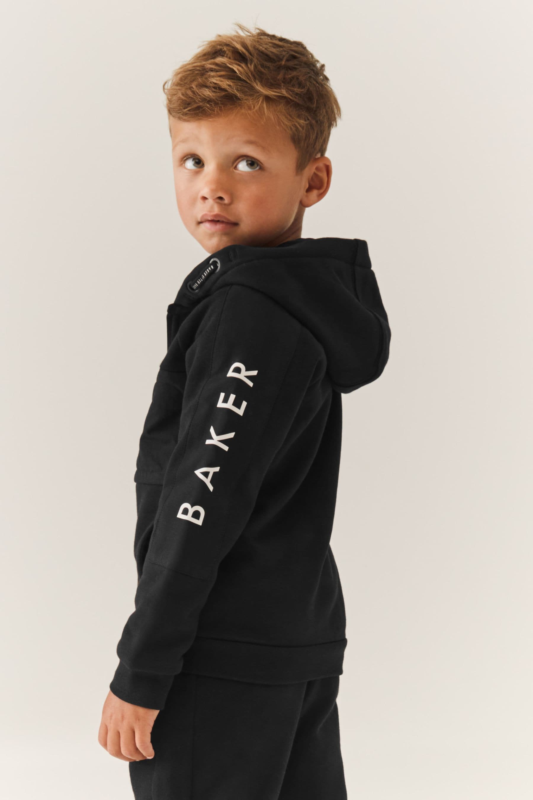 Black Baker by Ted Baker Panelled Zip Through Hoodie