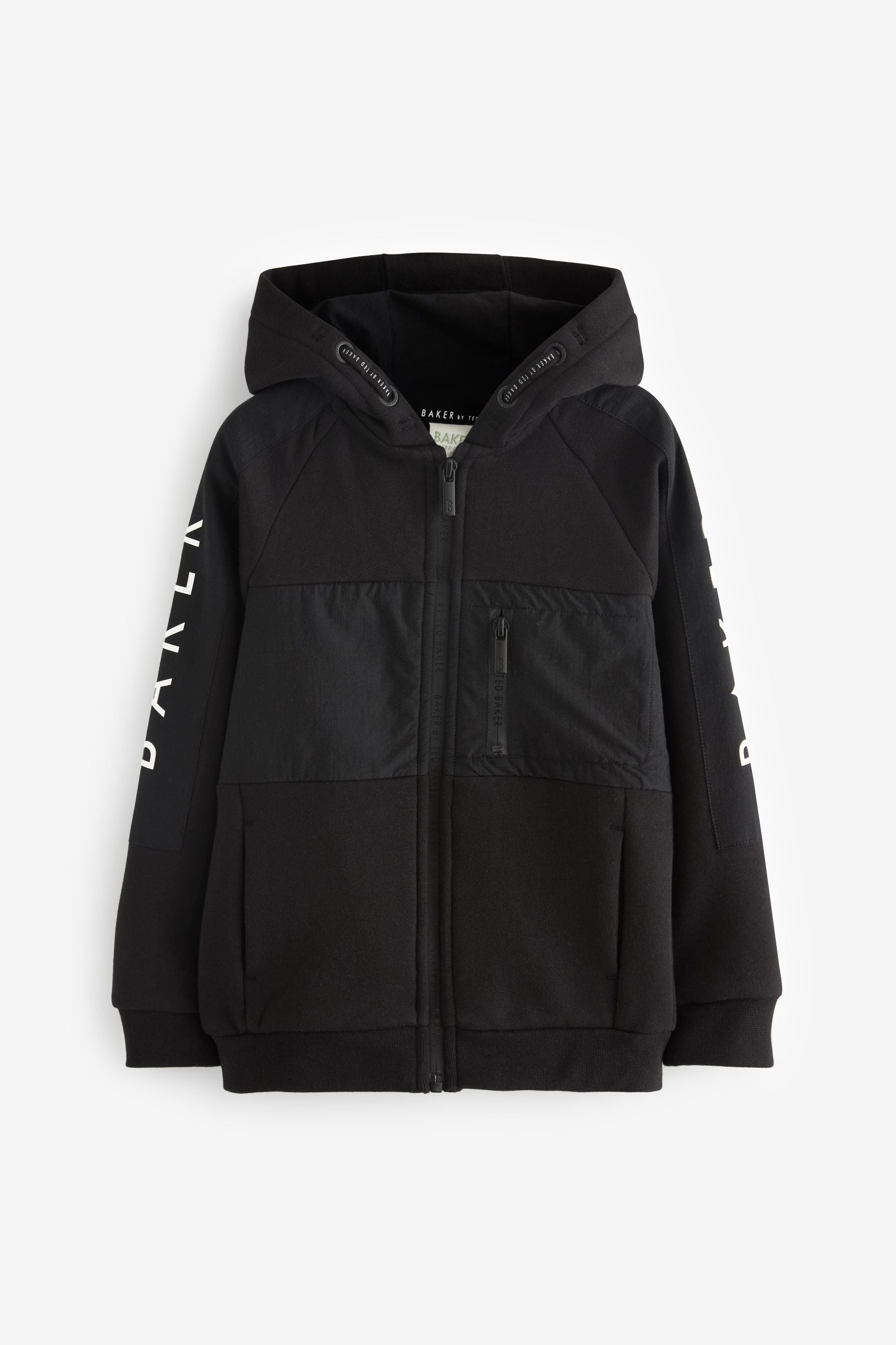 Black Baker by Ted Baker Panelled Zip Through Hoodie