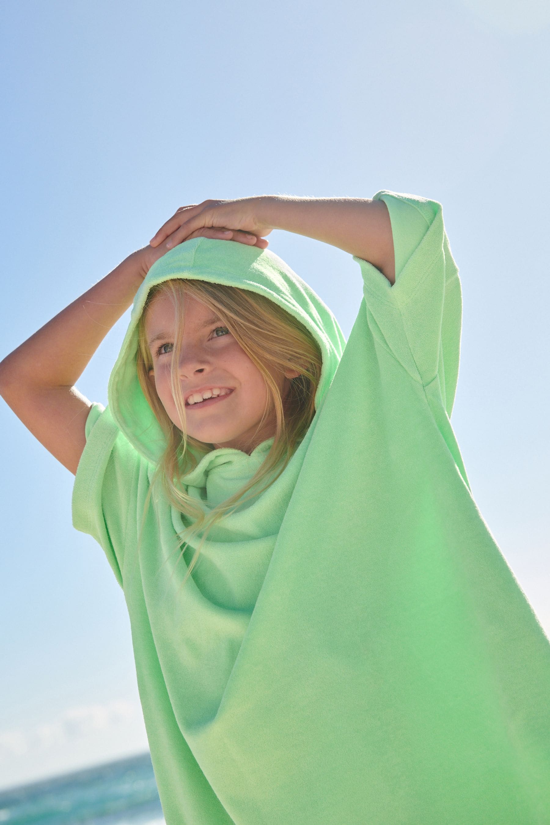 Green Oversized Hooded Towelling Cover-Up