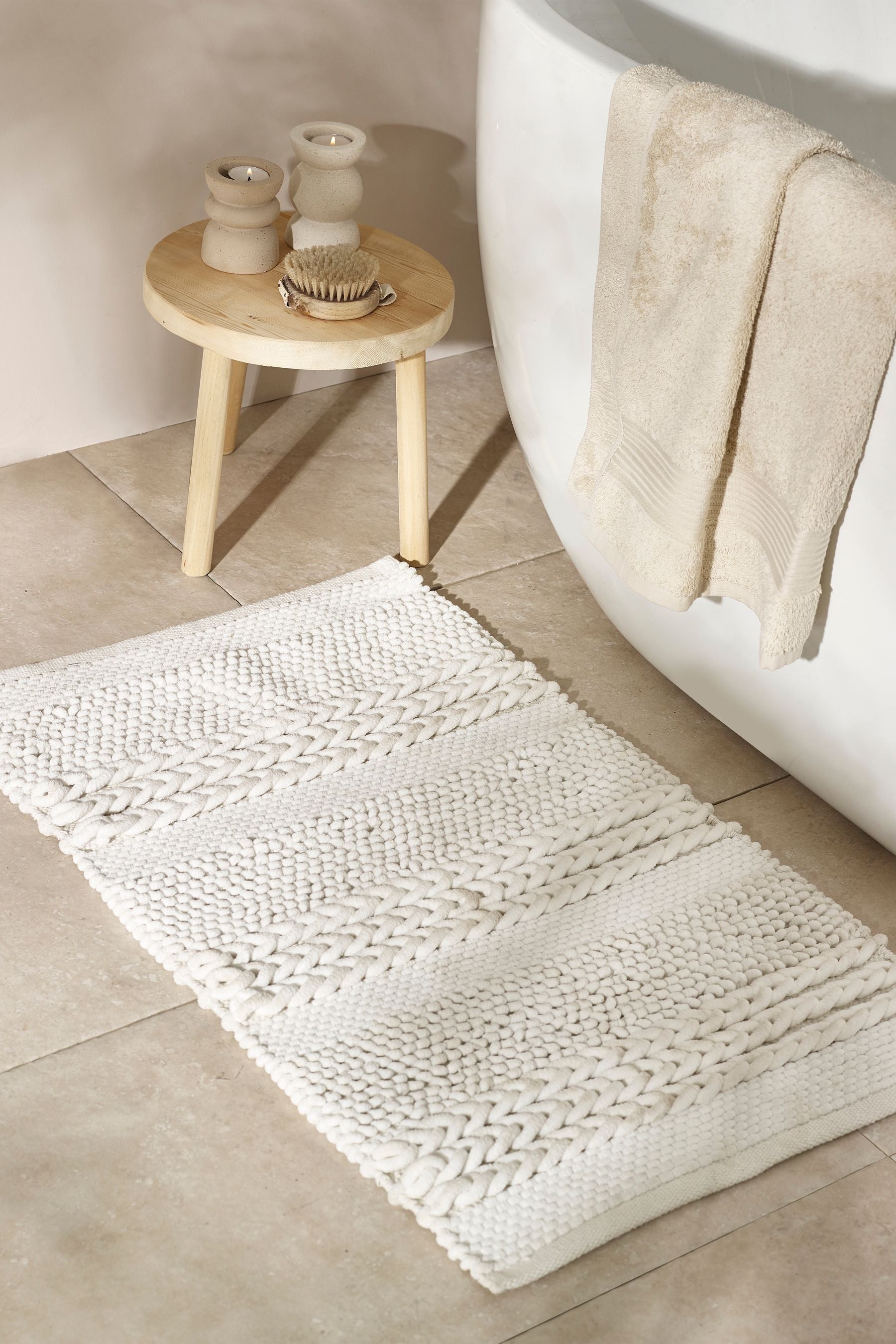 Natural Stripe Bath Mat