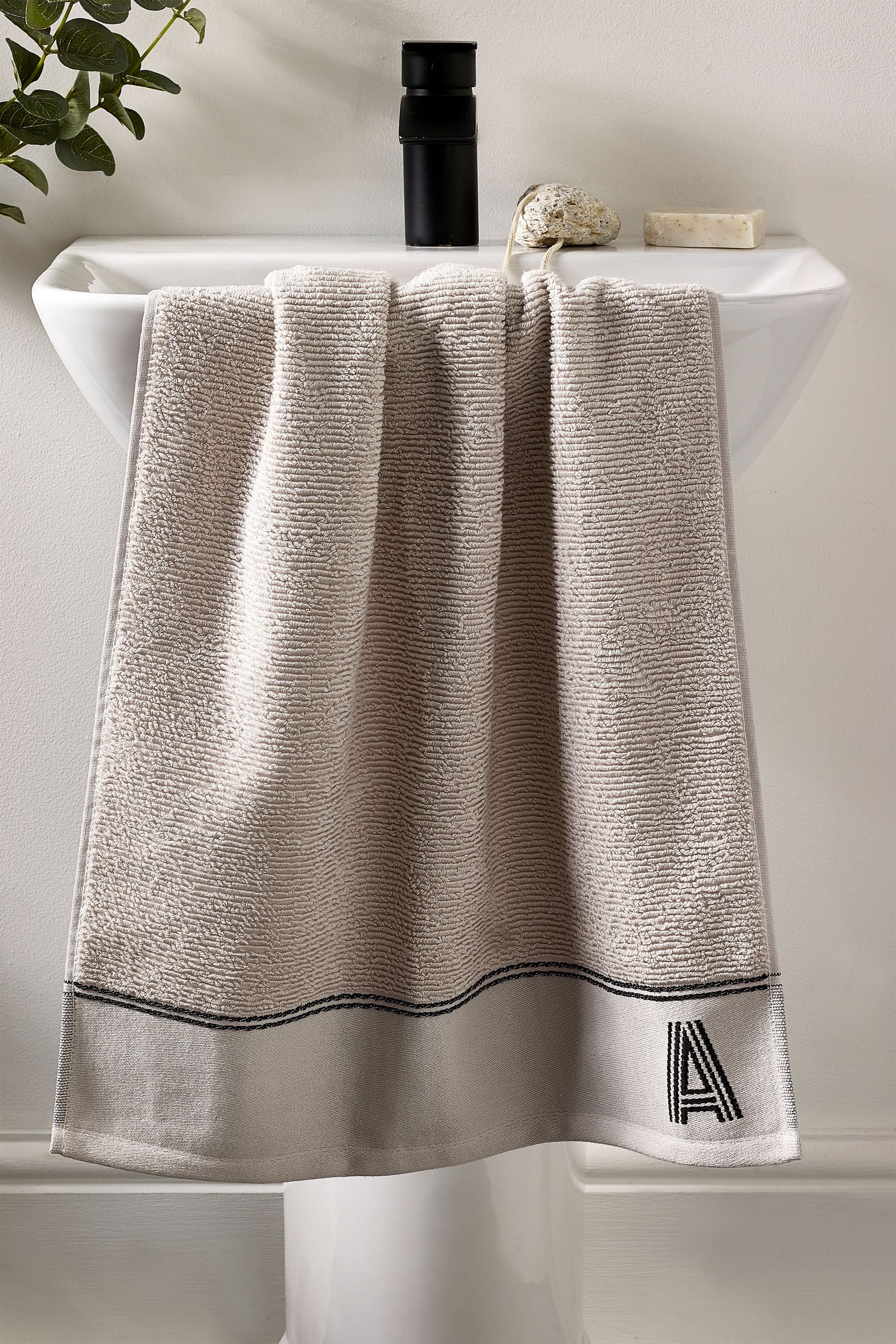 Natural Monogram 100% Cotton Towel