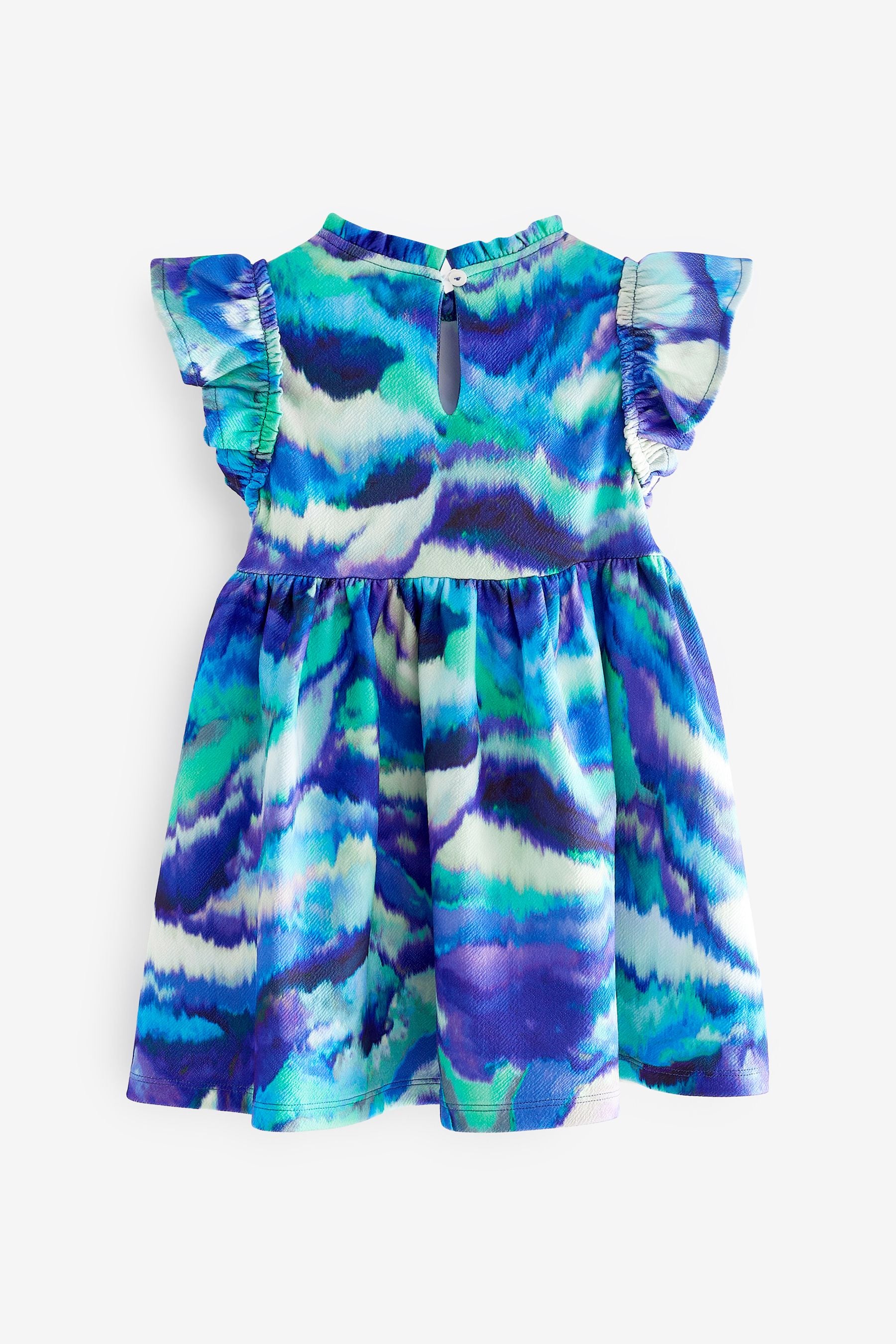 Blue Ruffle Ponte Dress (3mths-7yrs)