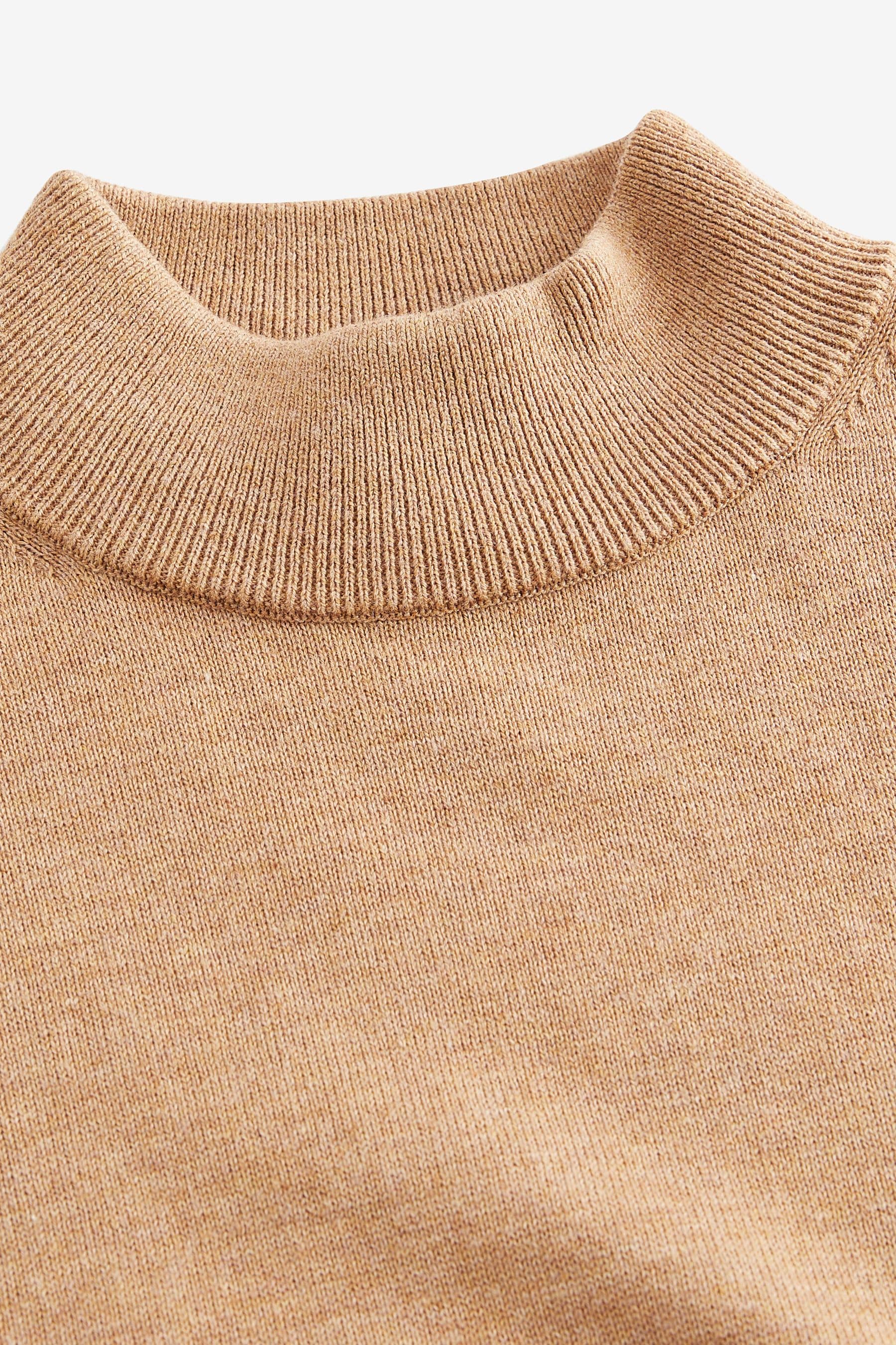 Tan Brown Knitted High Neck Jumper (3-16yrs)