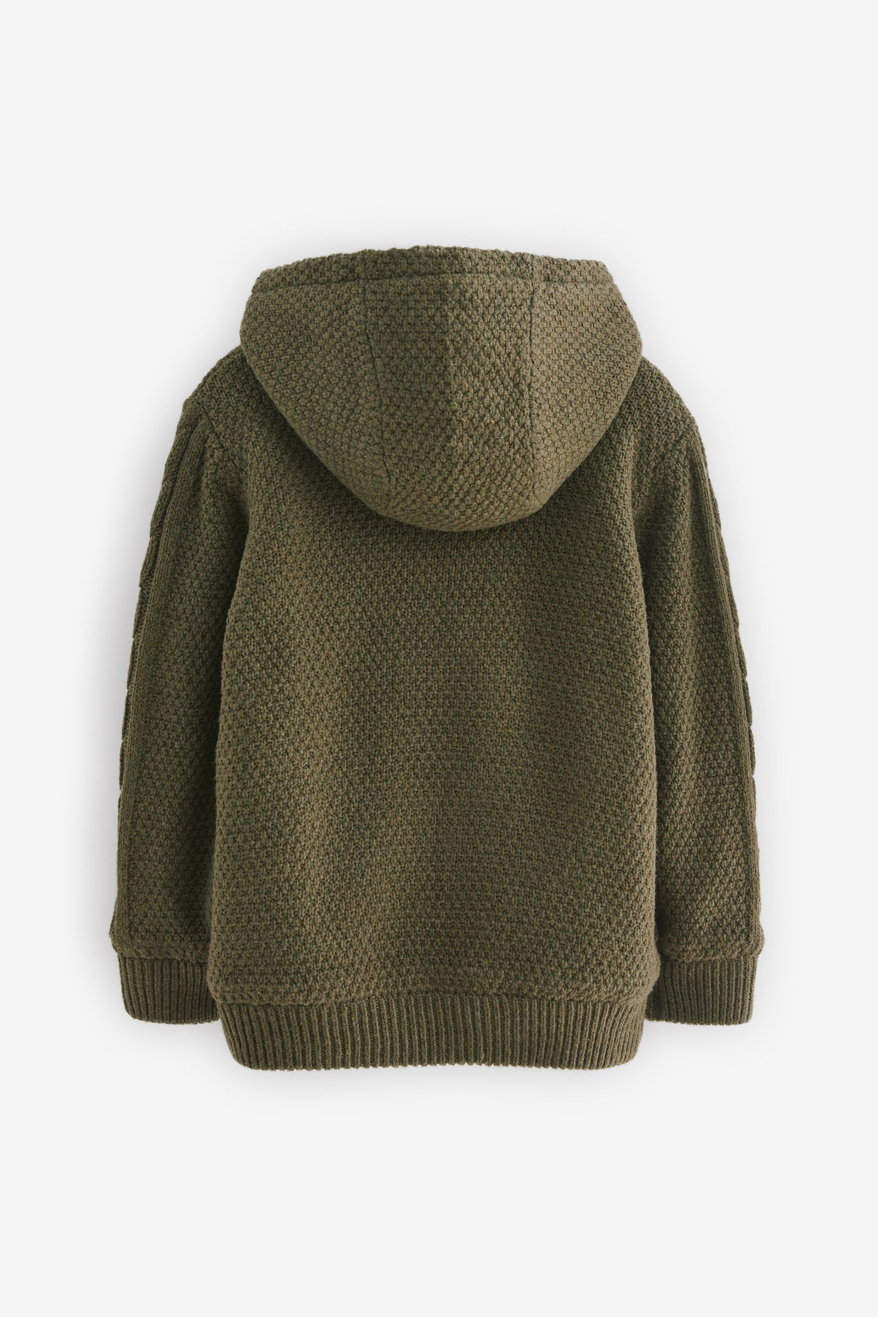 Khaki Green Heavy Cable Zip Through Hoodie (3-16yrs)