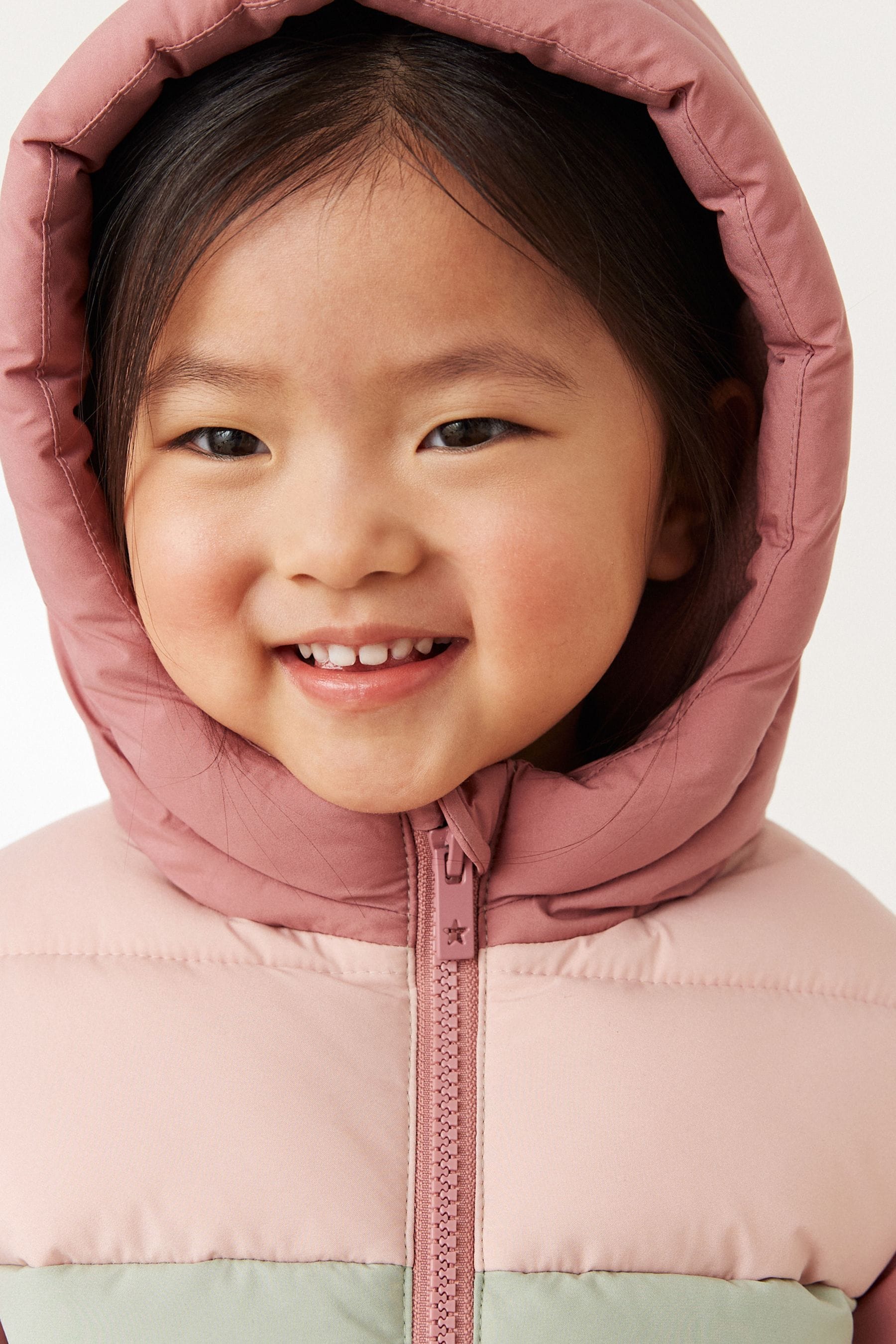 Pink Colourblock Shower Resistant Padded Coat (3mths-7yrs)