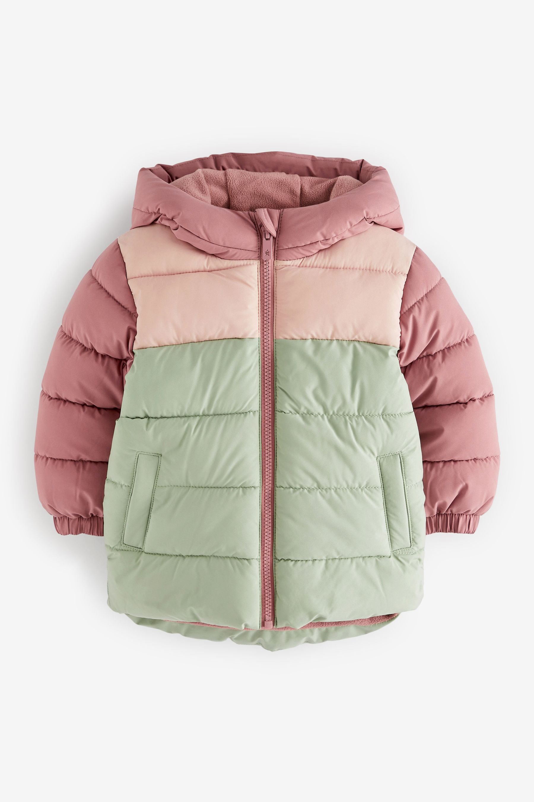 Pink Colourblock Shower Resistant Padded Coat (3mths-7yrs)