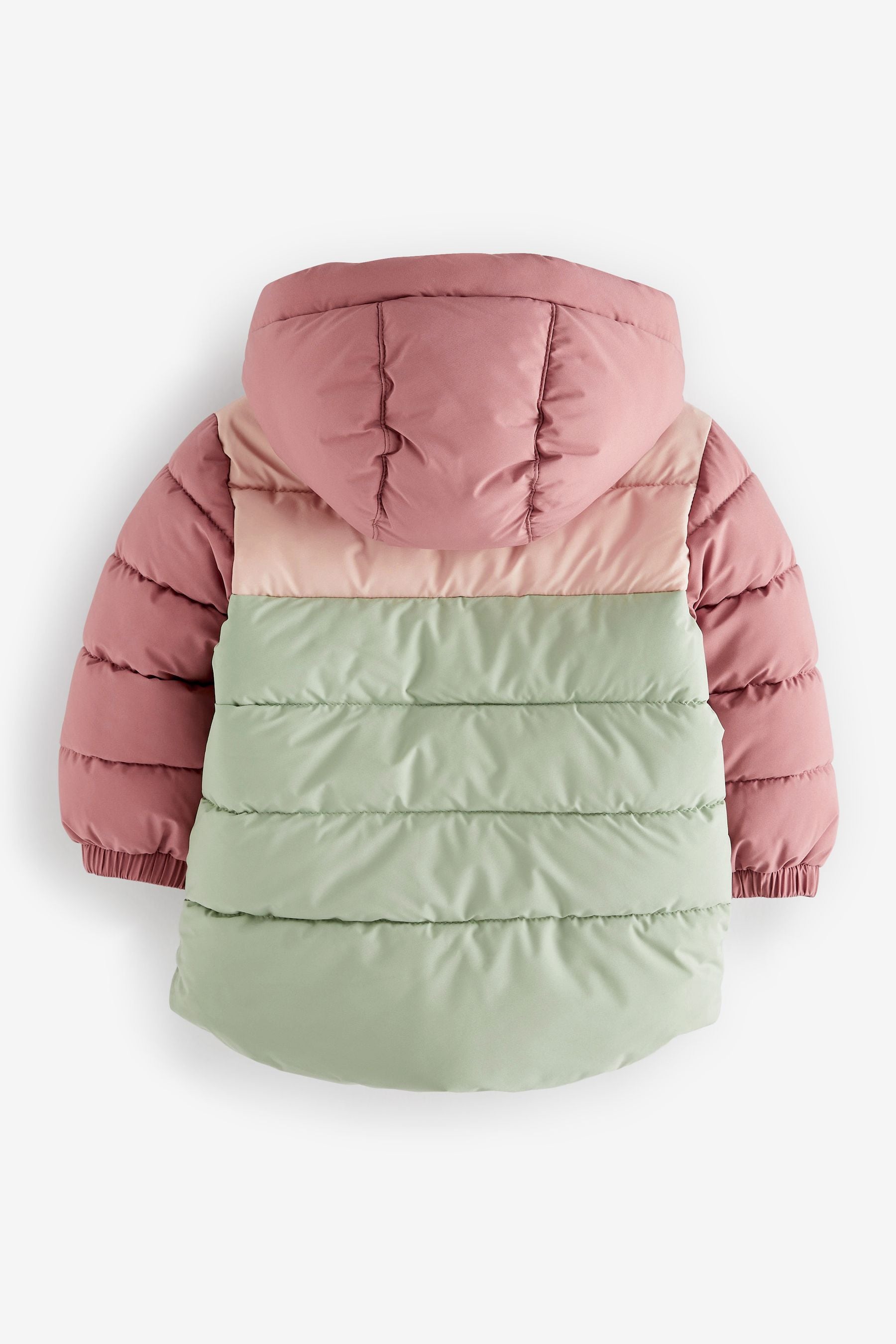 Pink Colourblock Shower Resistant Padded Coat (3mths-7yrs)