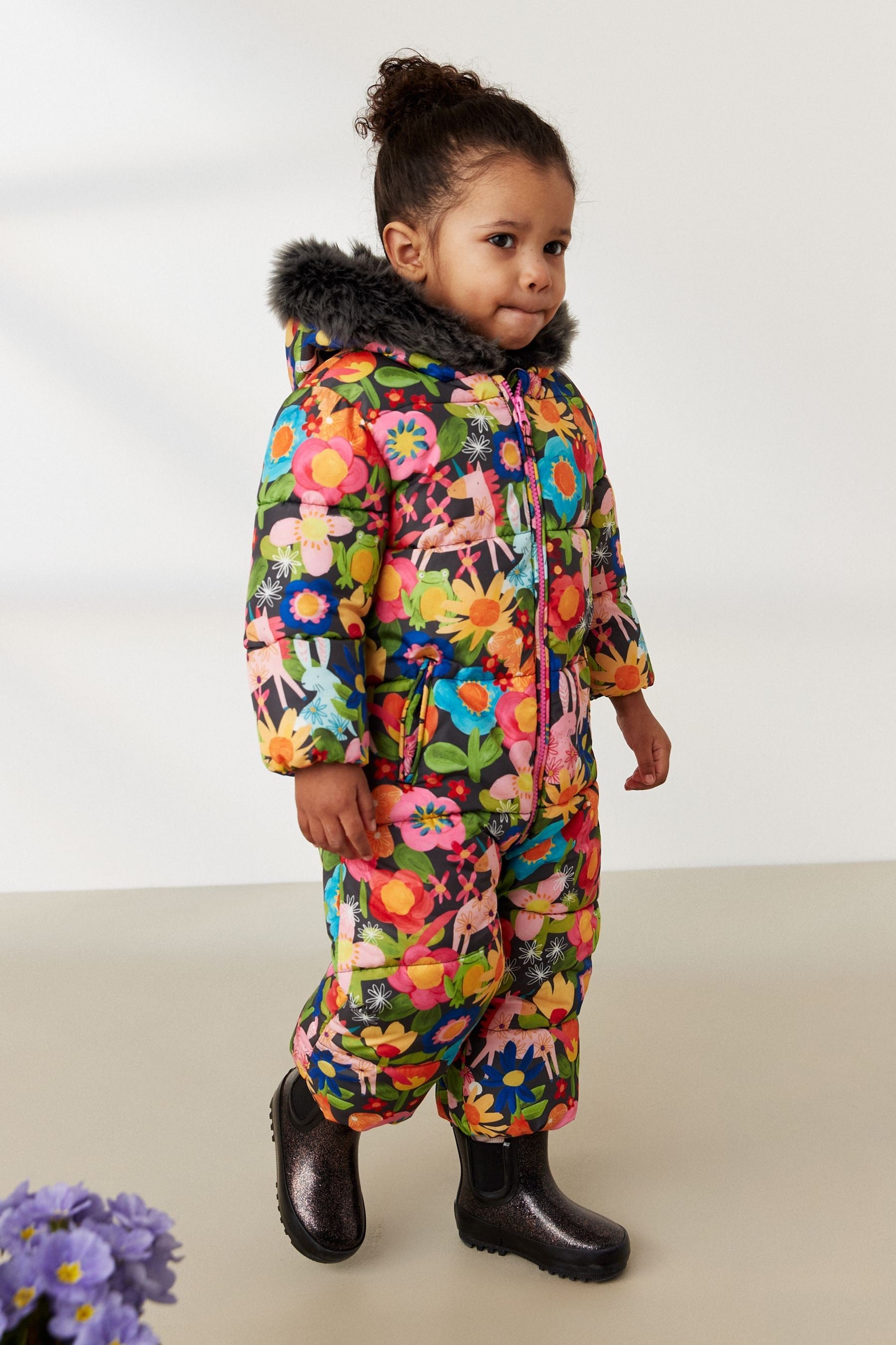 Multi Floral Shower Resistant Printed Snowsuit (3mths-7yrs)