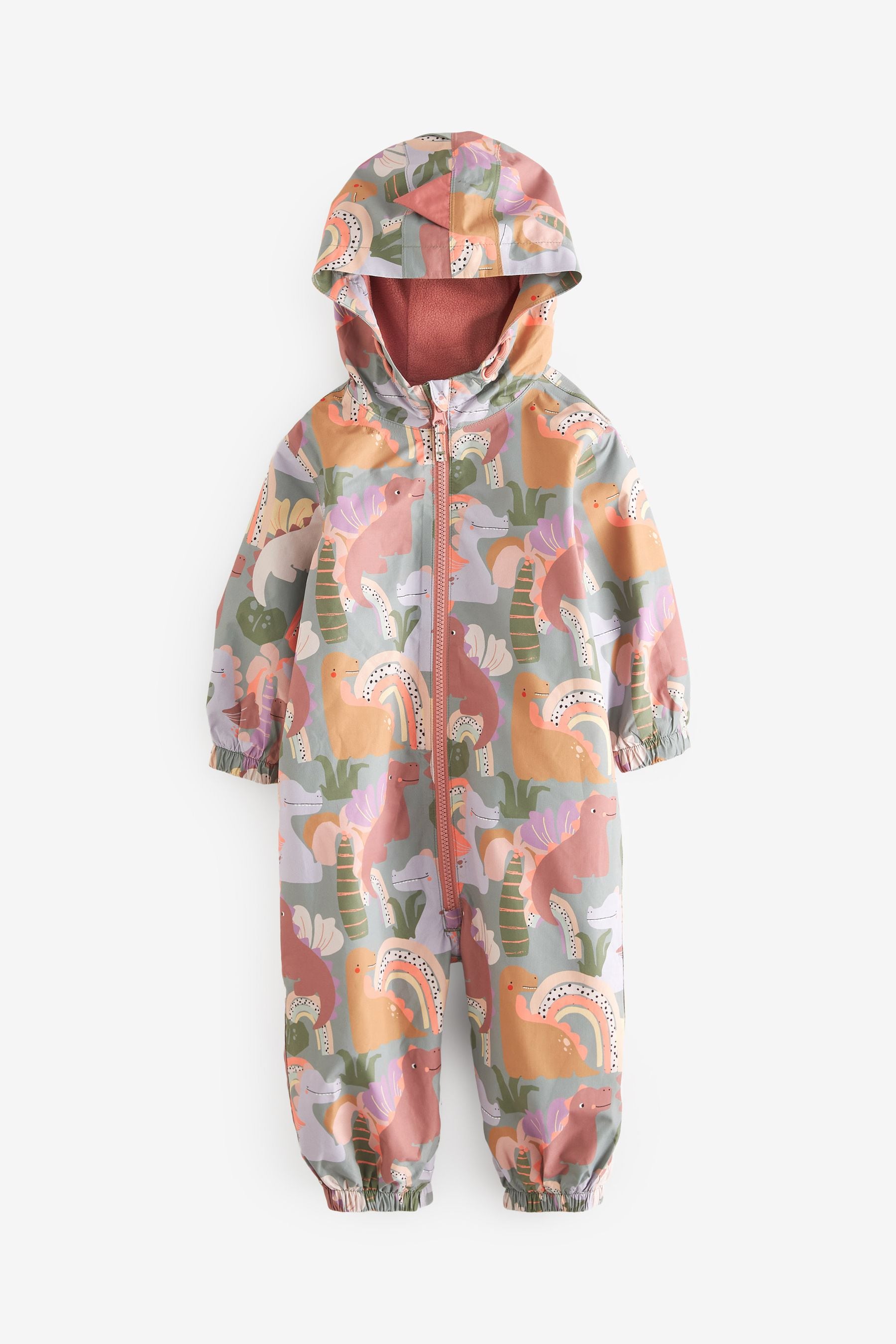 Multi Dino Lightweight Waterproof Fleece Lined Character Printed Puddlesuit (3mths-7yrs)