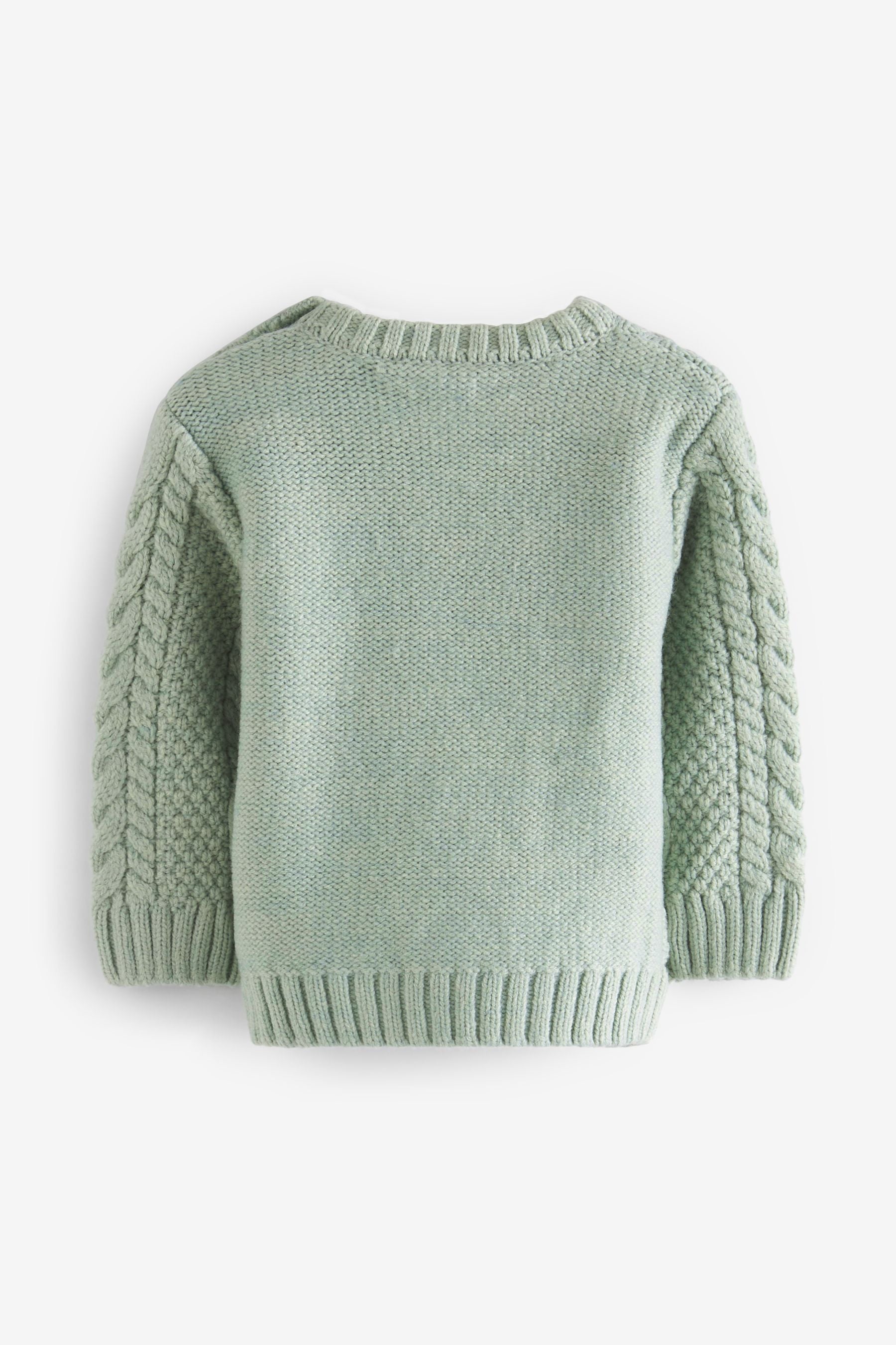 Mineral Green Cable Crew Jumper (3mths-7yrs)