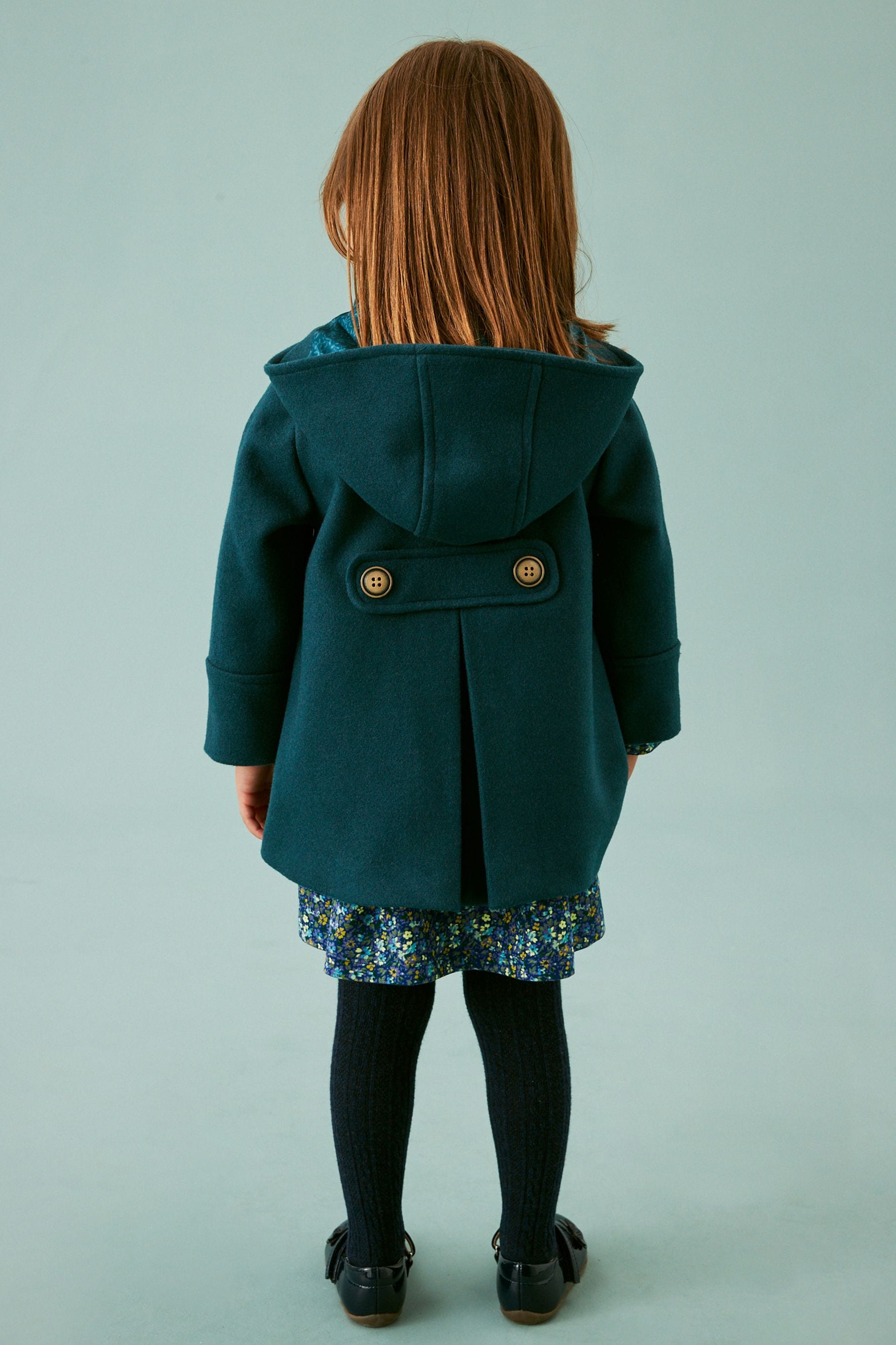 Teal Blue Wool Mix Coat (3mths-7yrs)