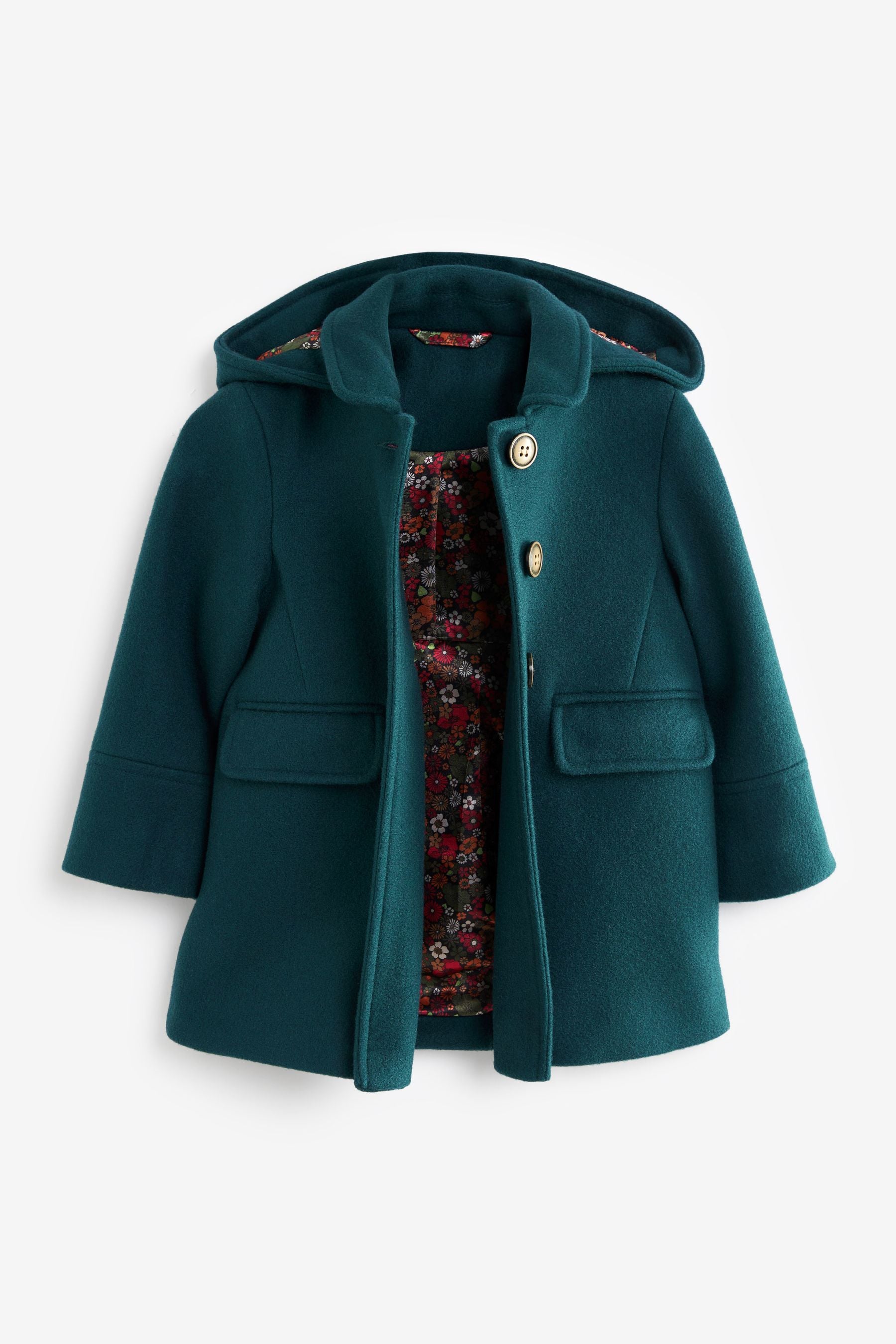 Teal Blue Wool Mix Coat (3mths-7yrs)