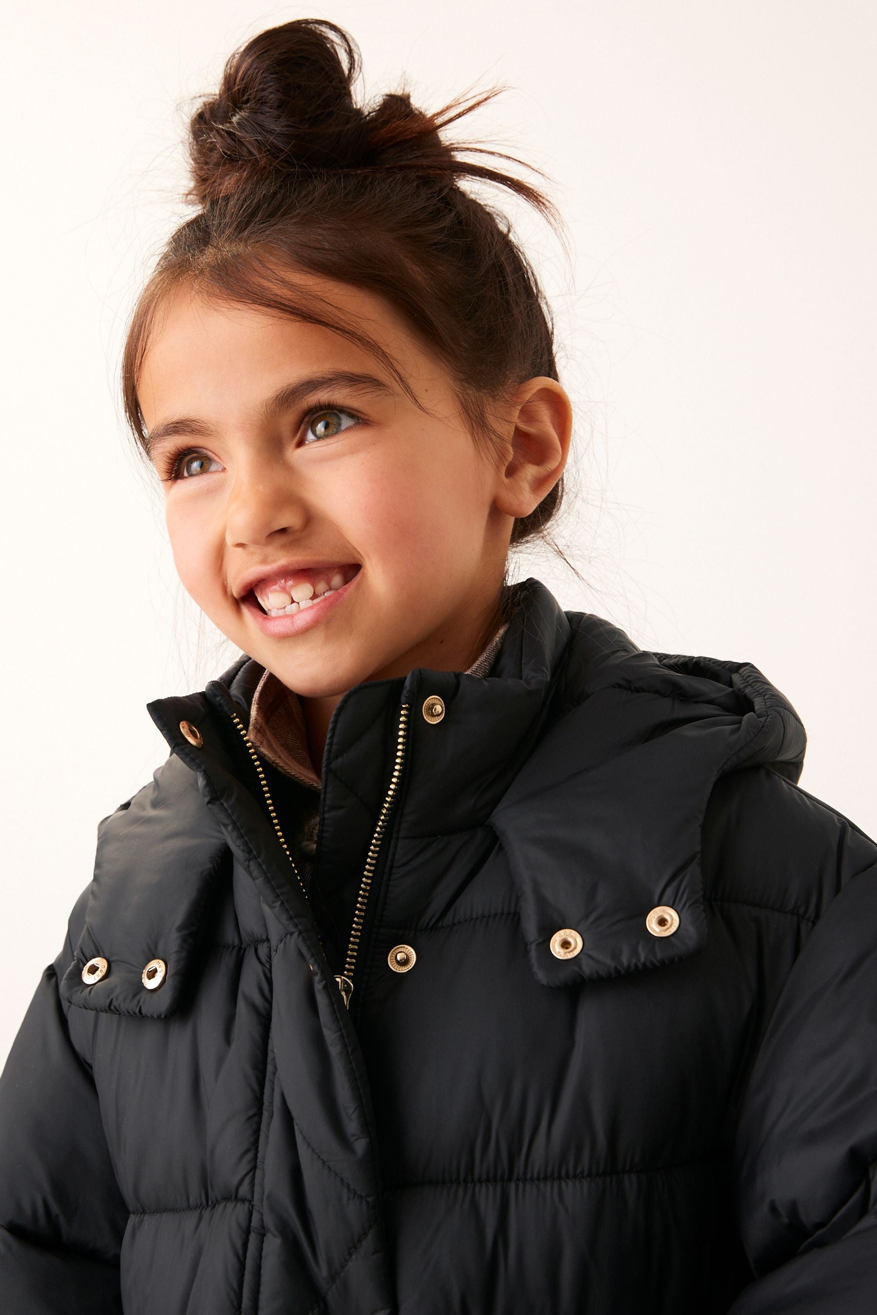 Black Shower Resistant Poncho Padded Coat (3-16yrs)