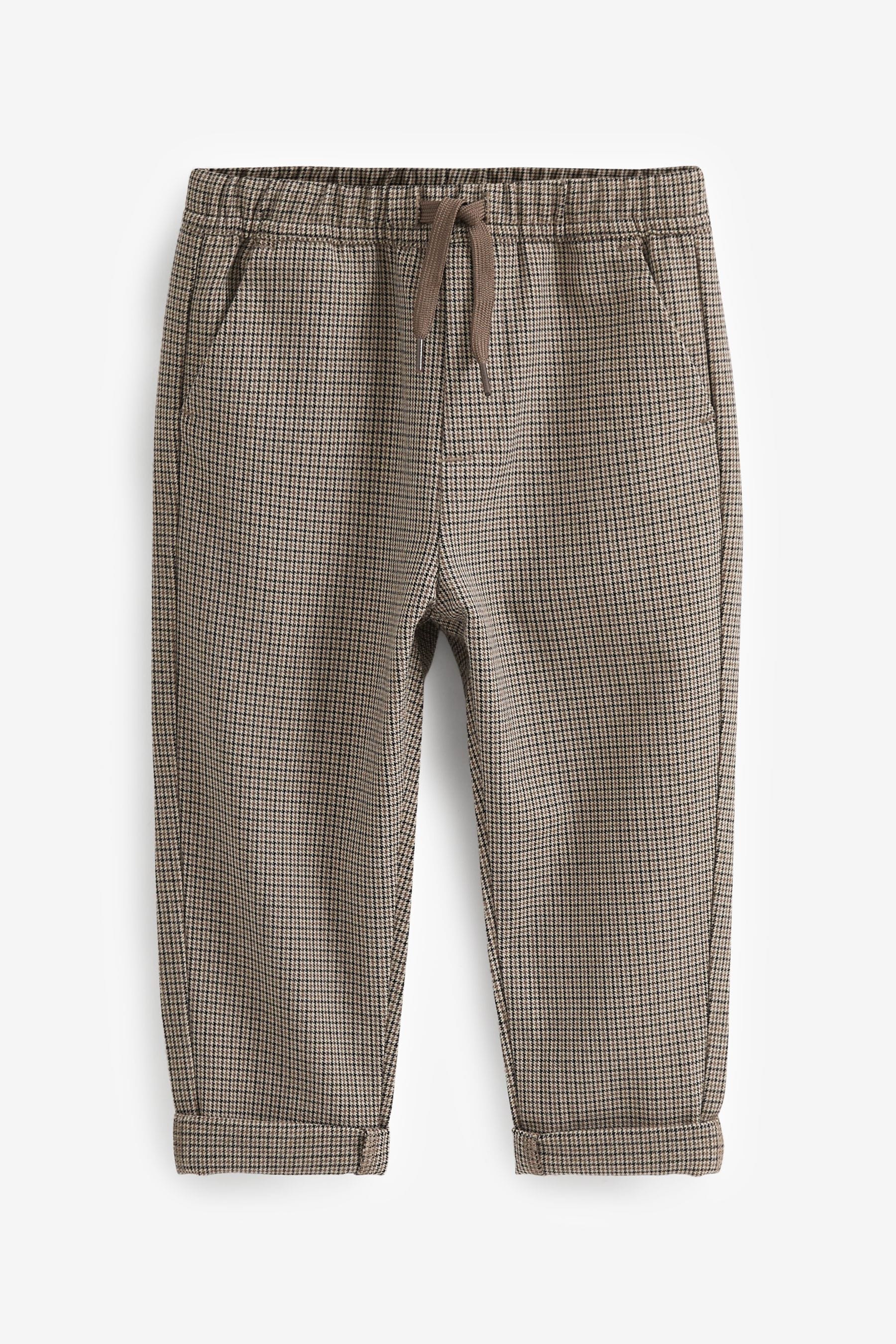 Neutral Check Cosy Pull On Trousers (3mths-7yrs)