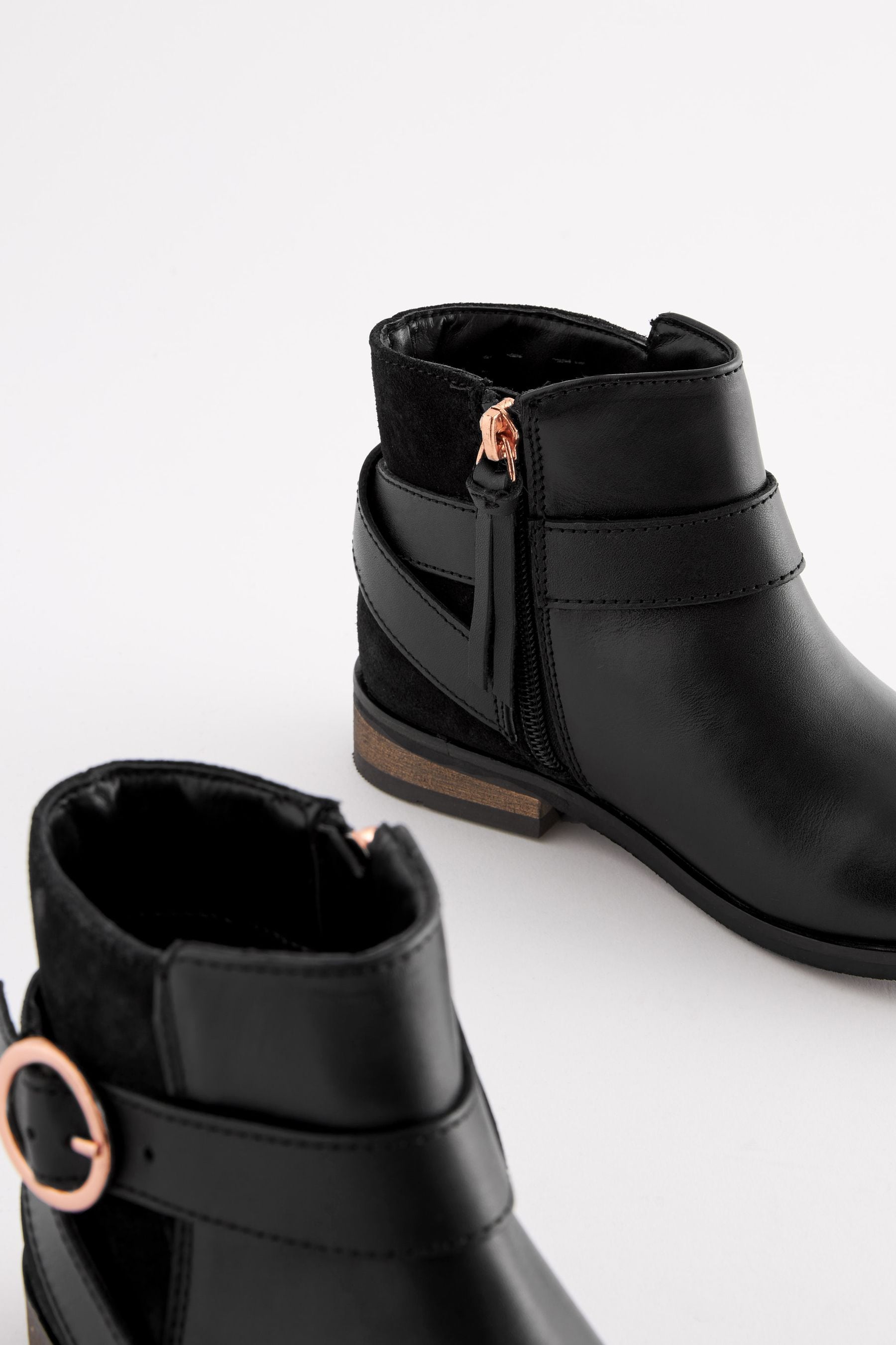 Black Leather Ankle Boots