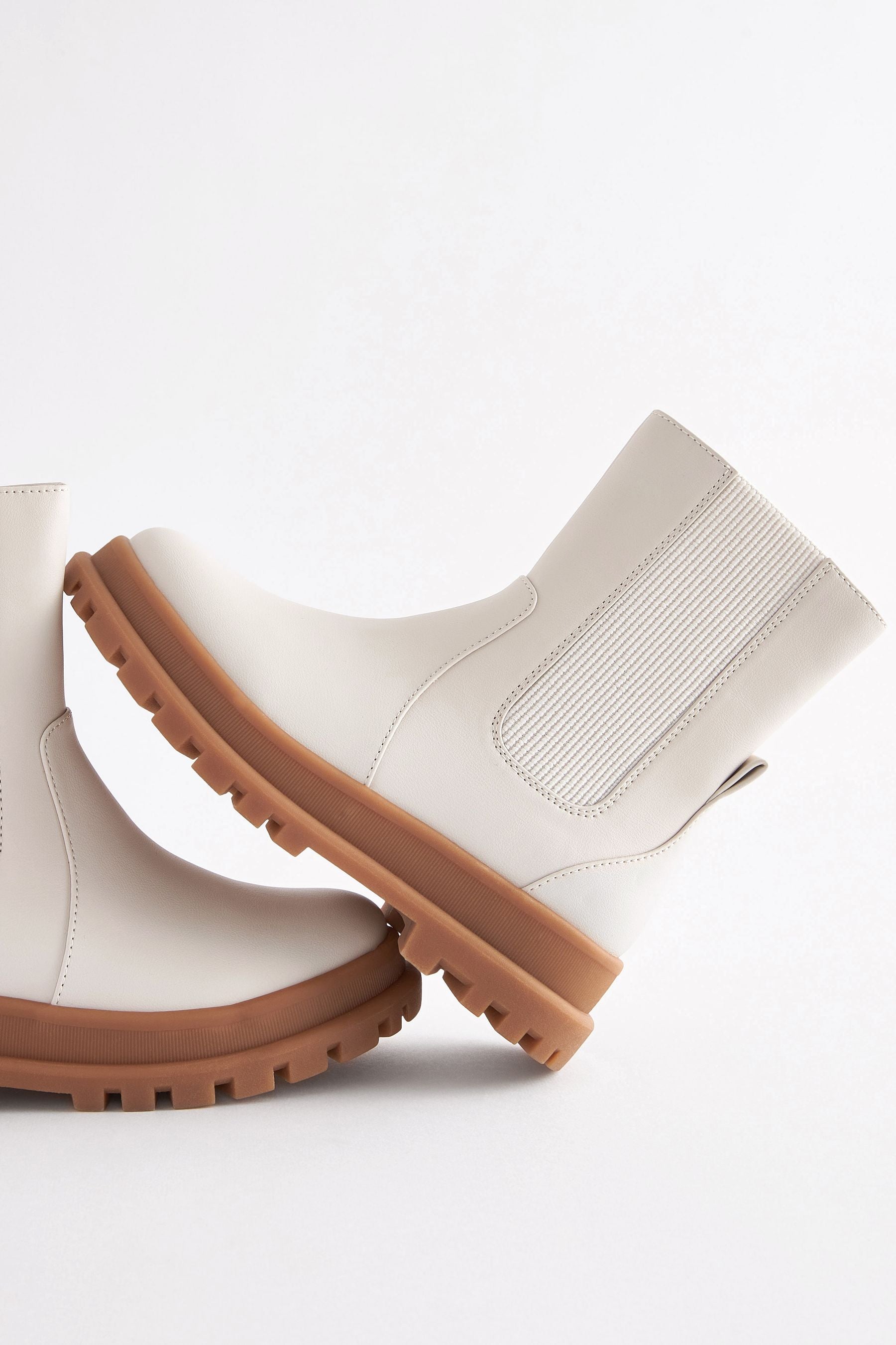 Bone Cream Chunky Chelsea Sock Boots