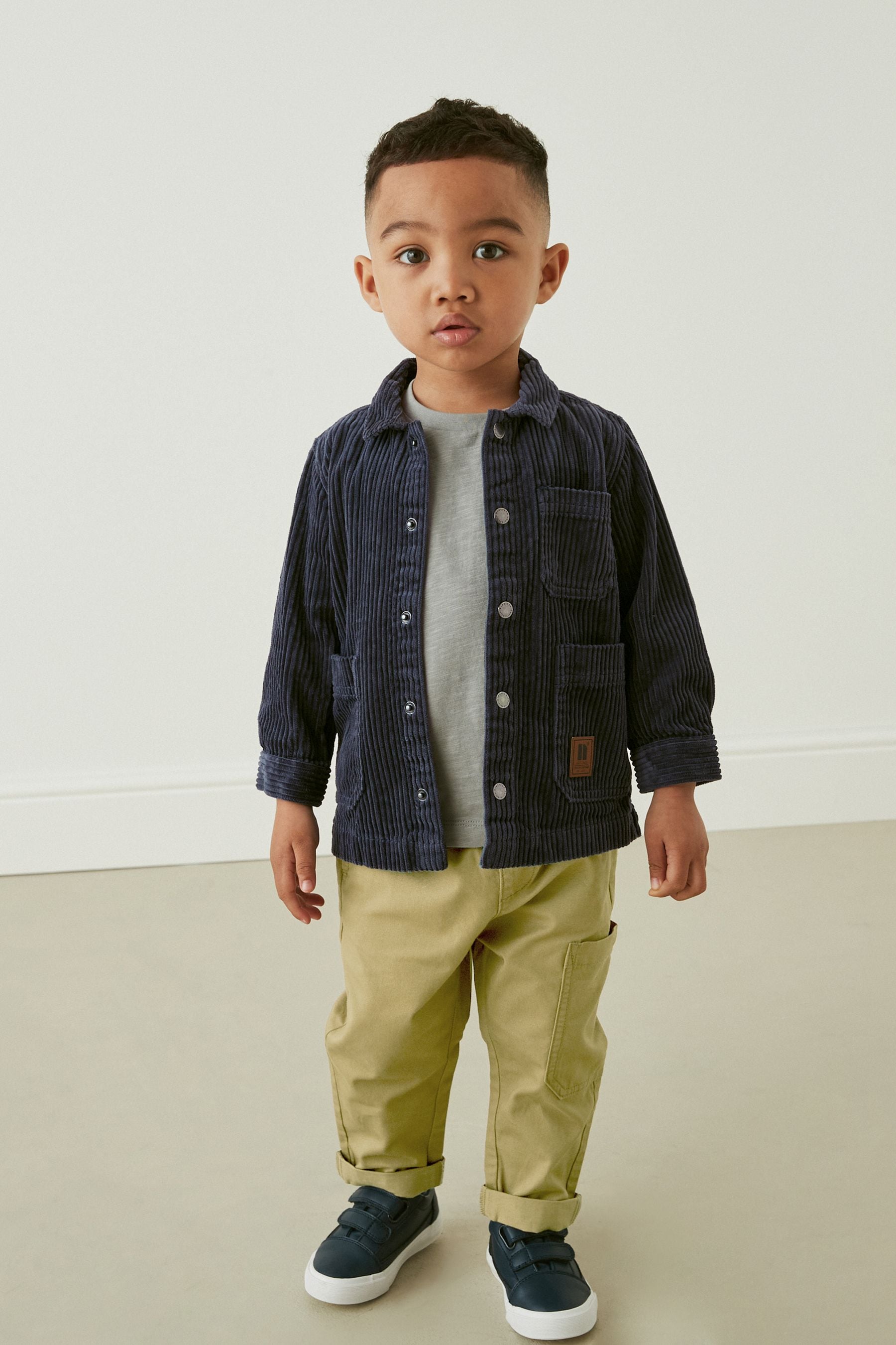 Indigo Blue Corduroy Shacket, Trousers & T-Shirt Set (3mths-9yrs)