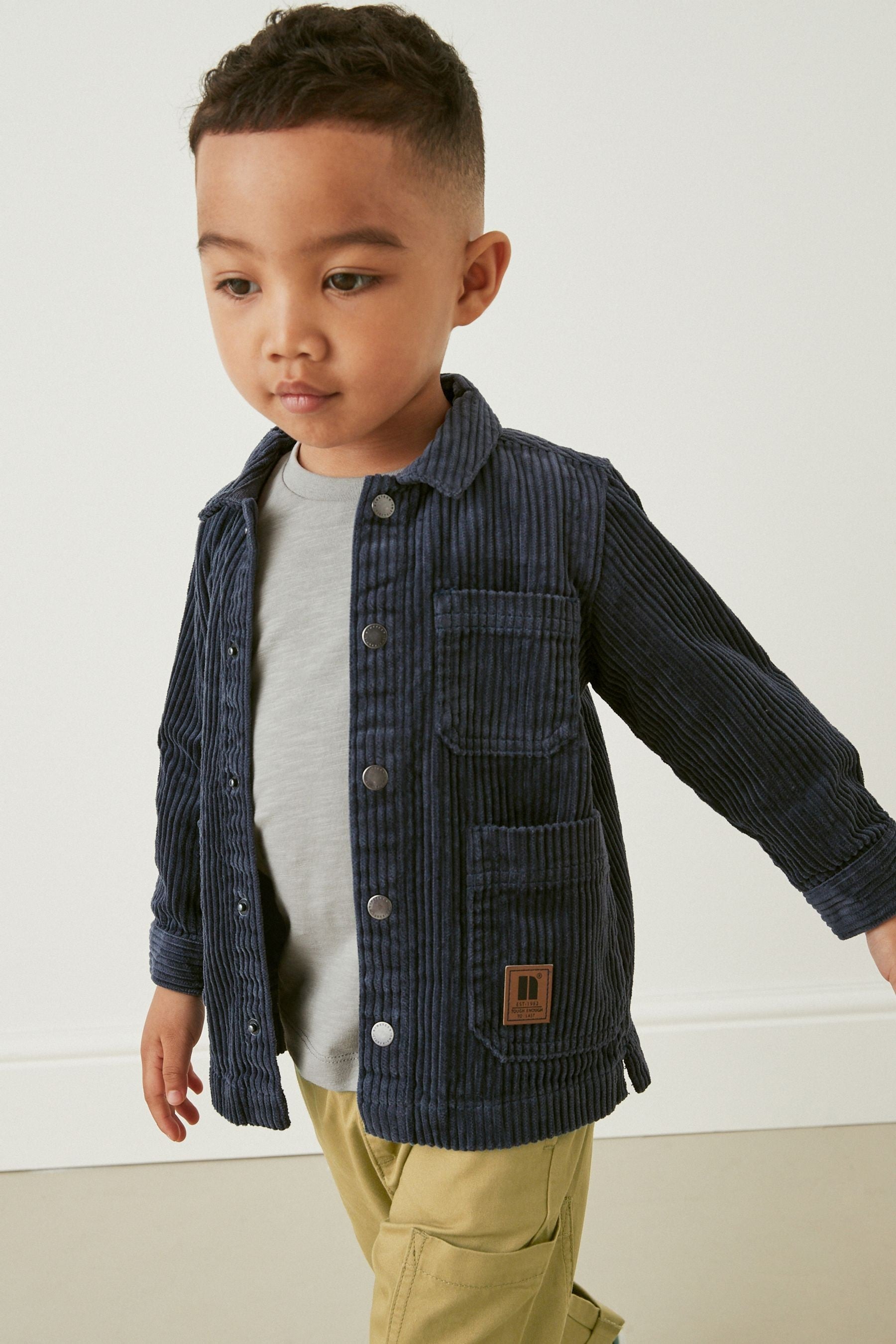 Indigo Blue Corduroy Shacket, Trousers & T-Shirt Set (3mths-9yrs)